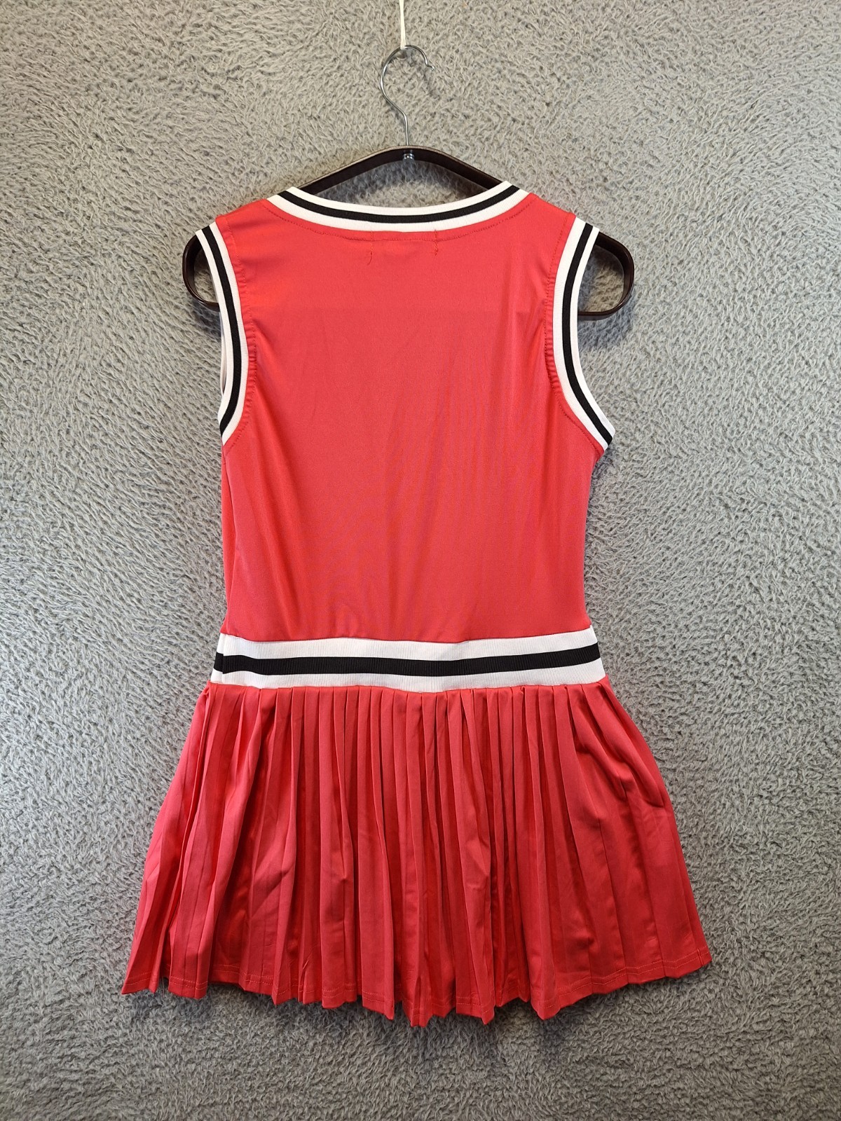 Thrill Premium Quality Skort Dress Womens M Red Cotton Stretch Pleated V-Neck