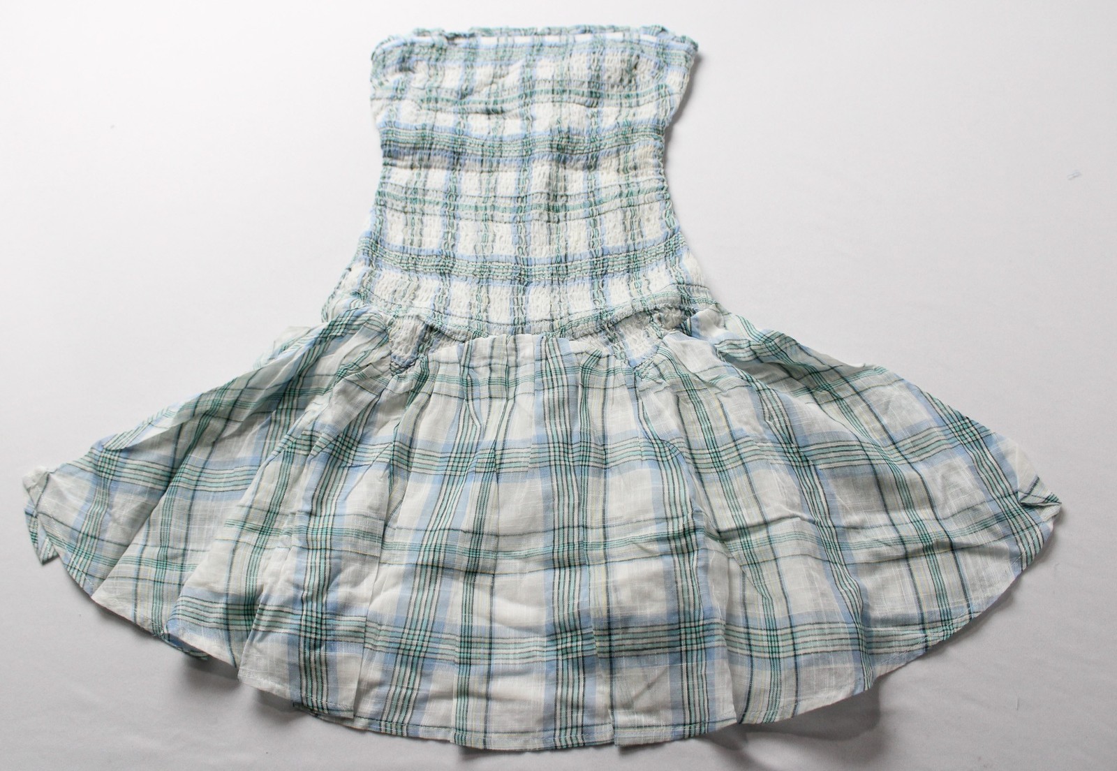RSQ Women’s Smocked Drop Waist Strapless Stretch Dress CN6 Plaid Size 2XS NWT
