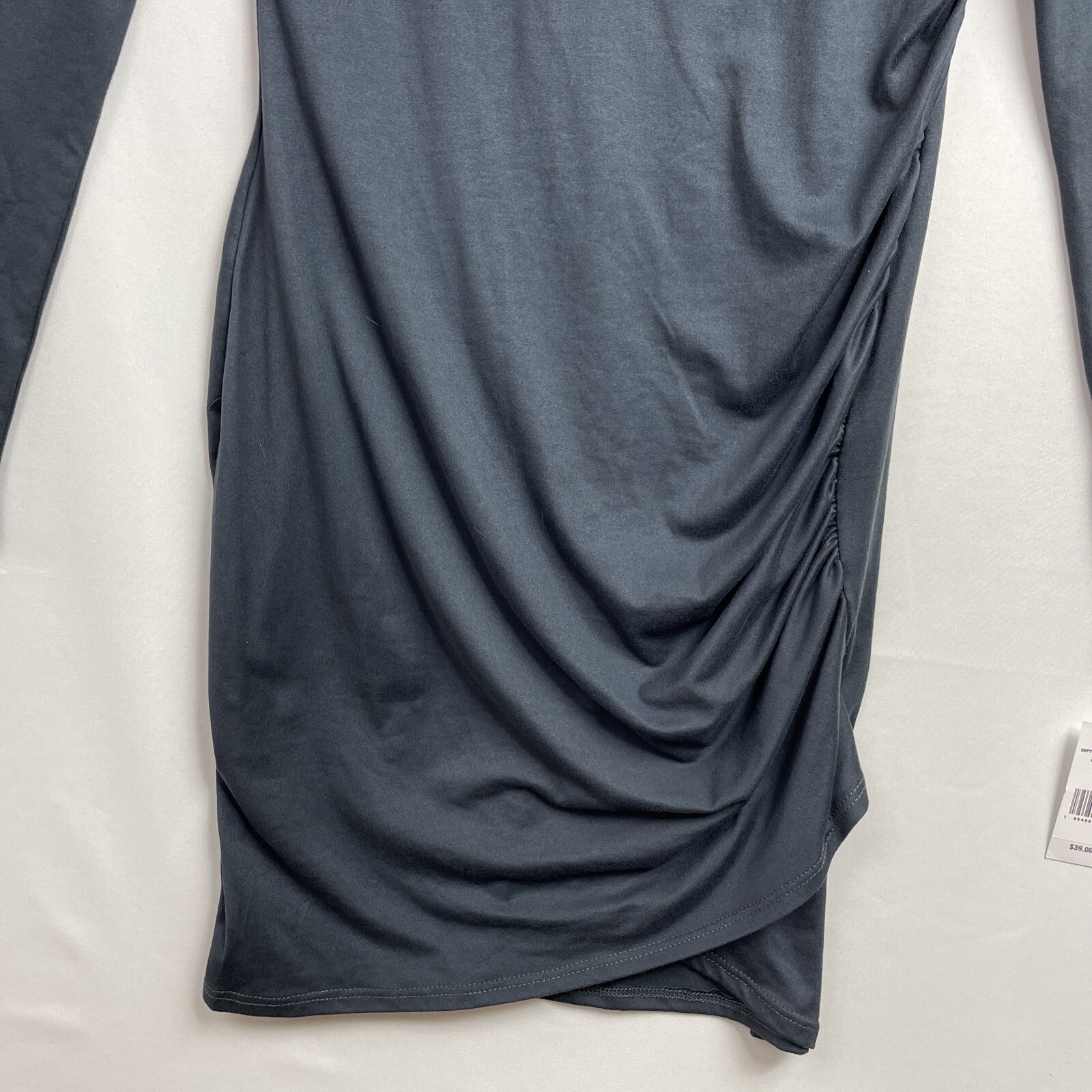 Moa Moa Dress Womens Medium Gray Side Ruching Bodycon Knit NEW
