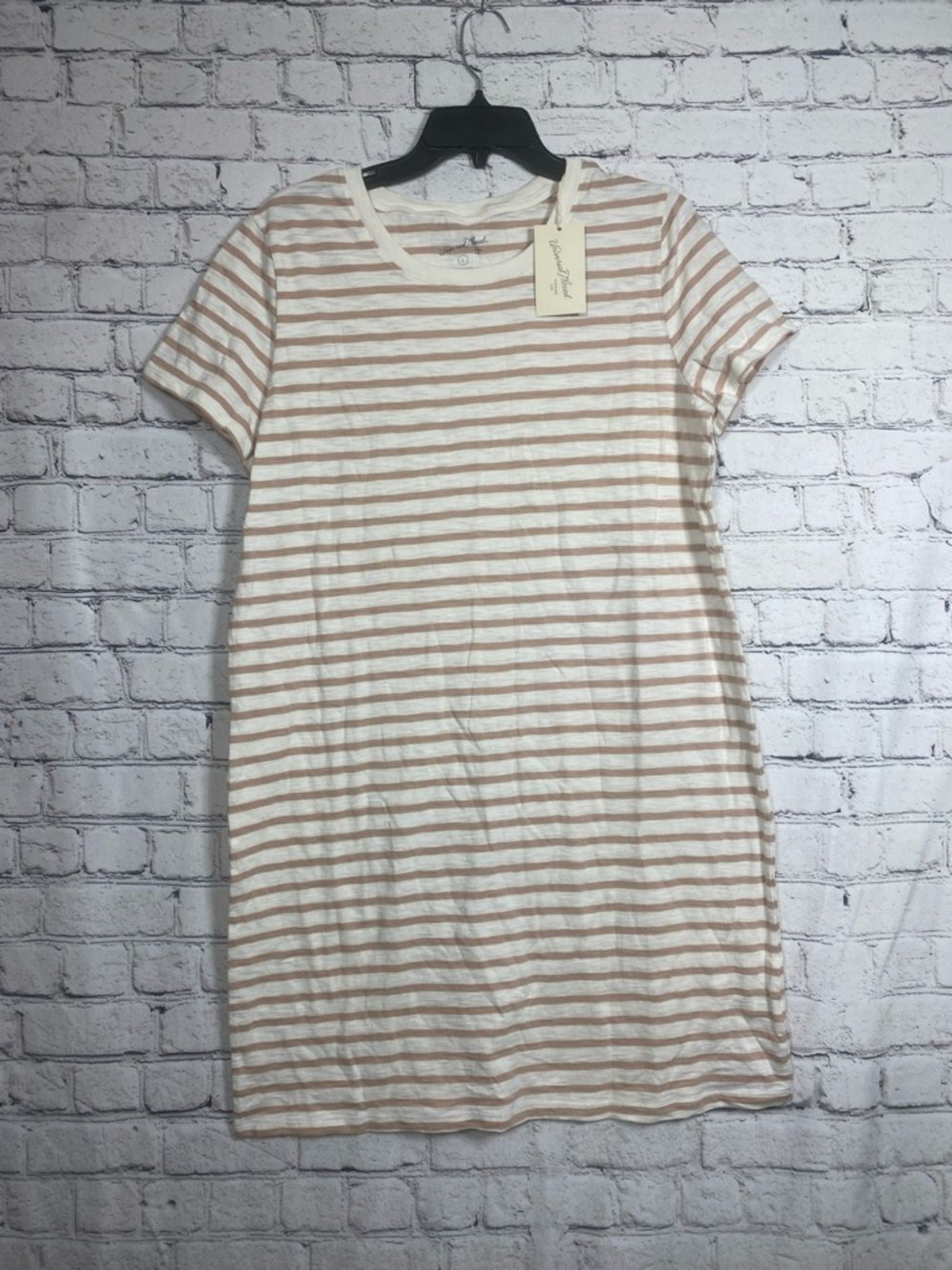 Universal Thread Striped Tee Dress in Brown and Tan Size L