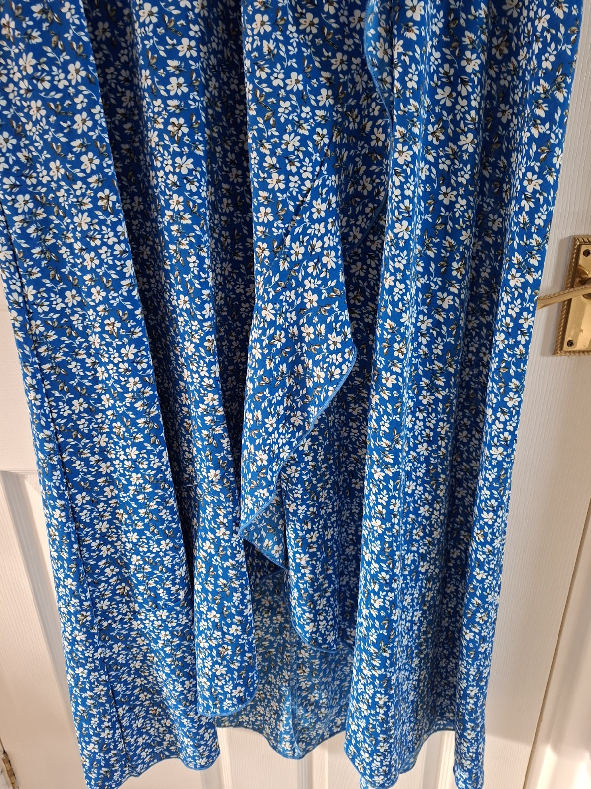 Blue White Floral ruffle Floaty Light maxi Summer Dress 2XL 3XL 20 22 ?