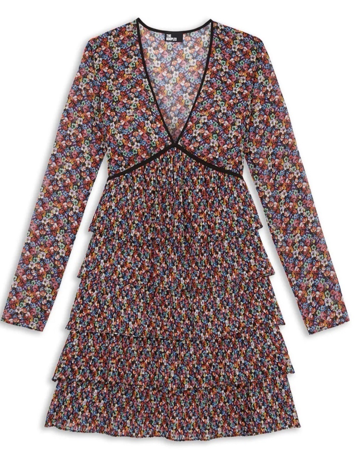 The Kooples Blazing Field Floral Print Tiered Mini Dress Sz 1 US Small $420 New
