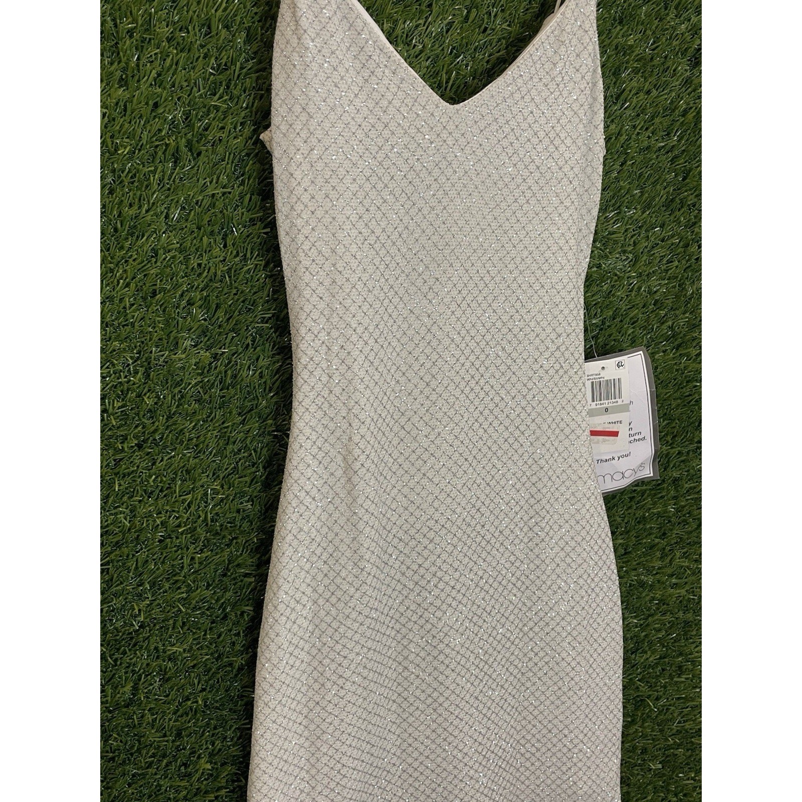 B. Darlin Juniors’ Netted Rhinestone Dress – Silver/White – NWT