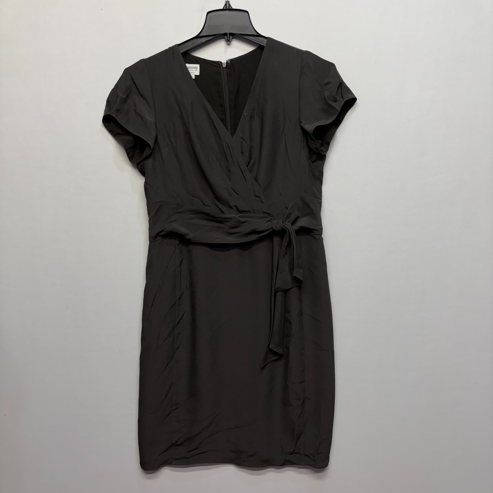 Armani Collezioni Women Short Sleeve Dress Size 14 Black Silk Acetate D104 -11