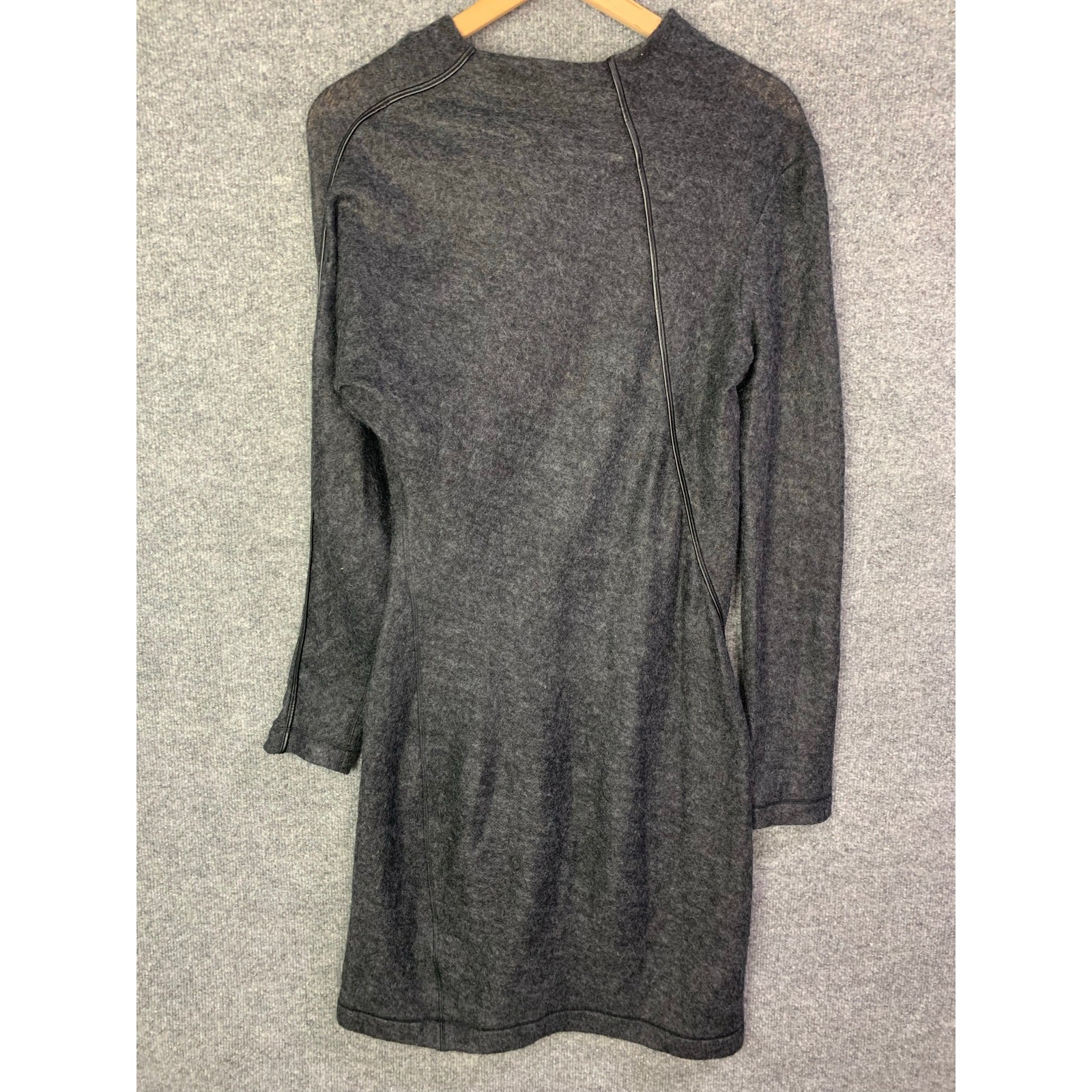 Helmut Lang Cowl High Neck Wool Mohair Long Sleeve Sweater Dress Gray – Size M