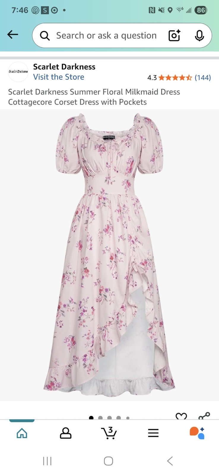 Scarlet Darkness Floral Milkmaid Corset Dress with Pockets New With Tags
