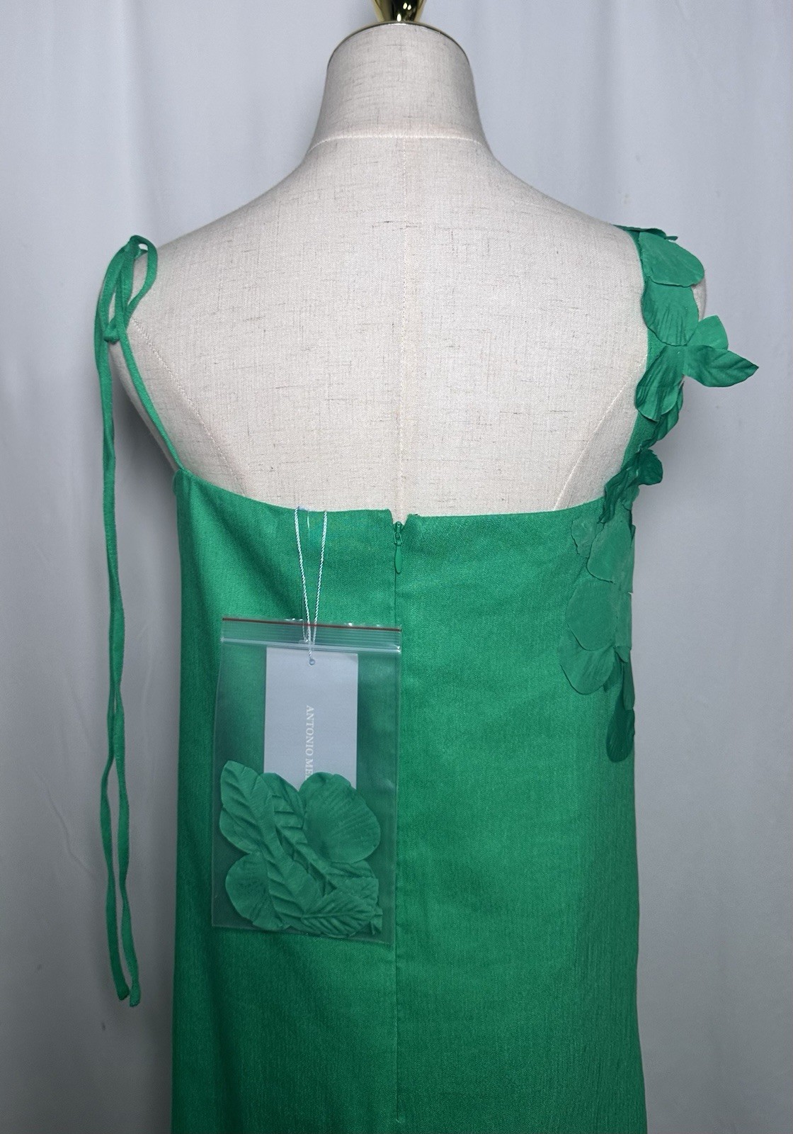 Antonio Melani Mini Dress Shift 18 Sleeveless Linen Blend Green Pockets $199