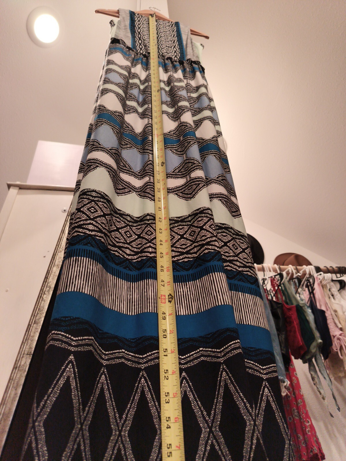 Donna Morgan Dress Size 6 Geometric Sleeveless Tank-Top Design Blue Multicolor