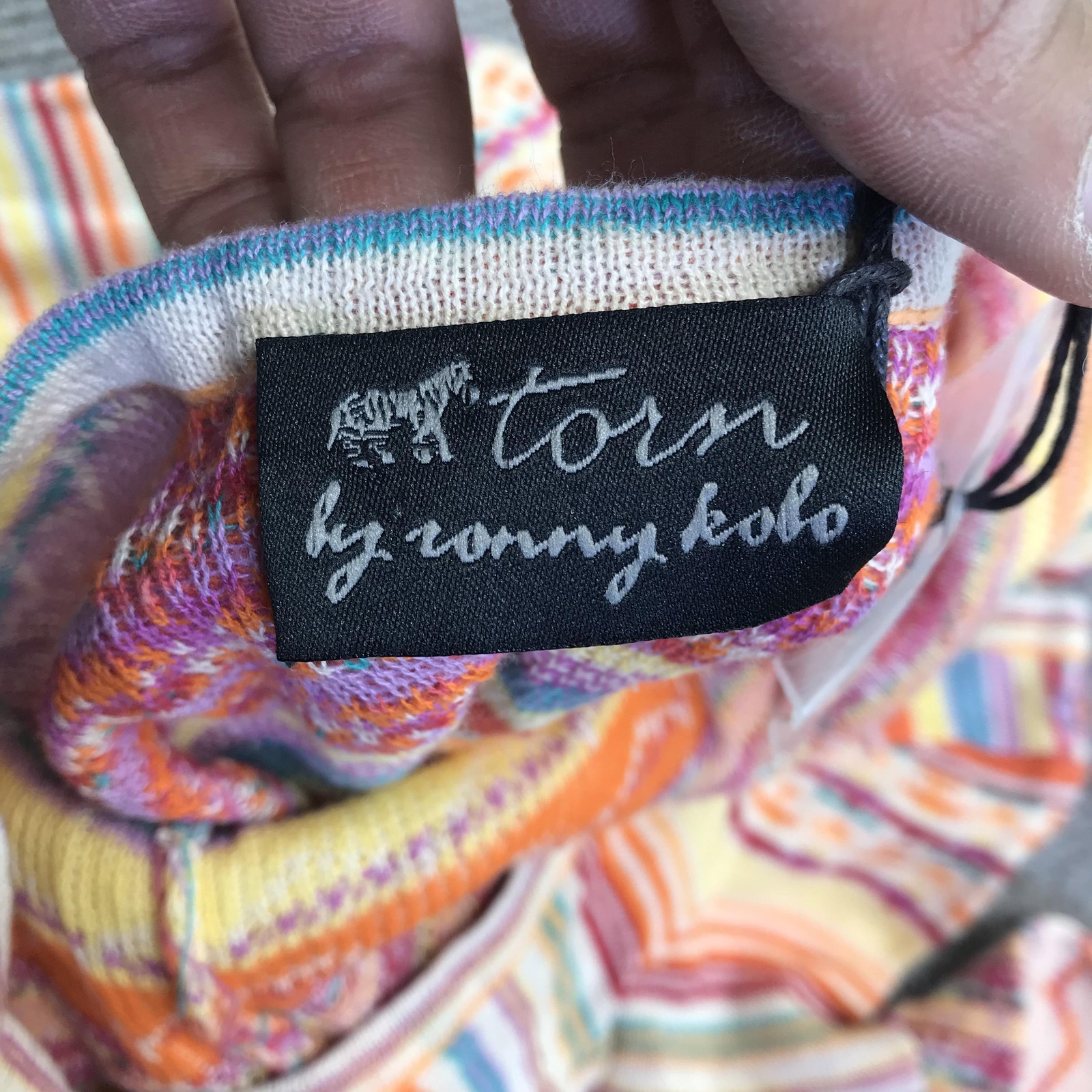 Torn By Ronny Kobo Dress Womens Medium Multicolor Knit Stripe Scoop Back