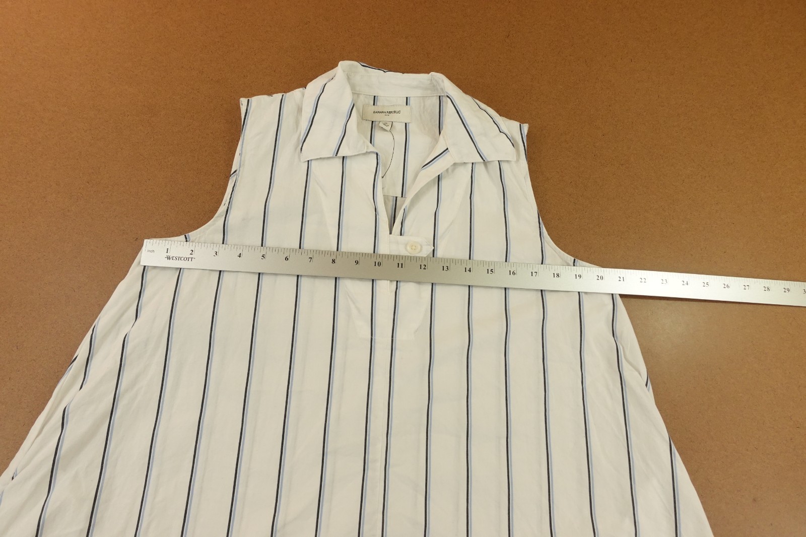 Banana Republic Womens Medium White Navy Stripe Poplin Sleeveless Mini Dress NWT