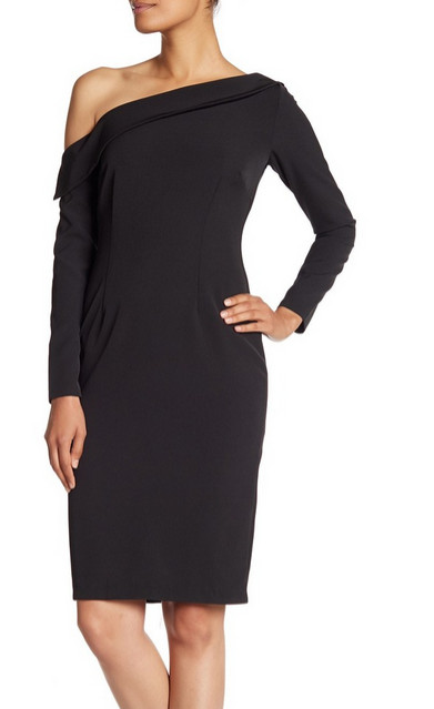 Alexia Admor Women’s Sheath Dress One Shoulder Long Sleeve Black Size M 6219