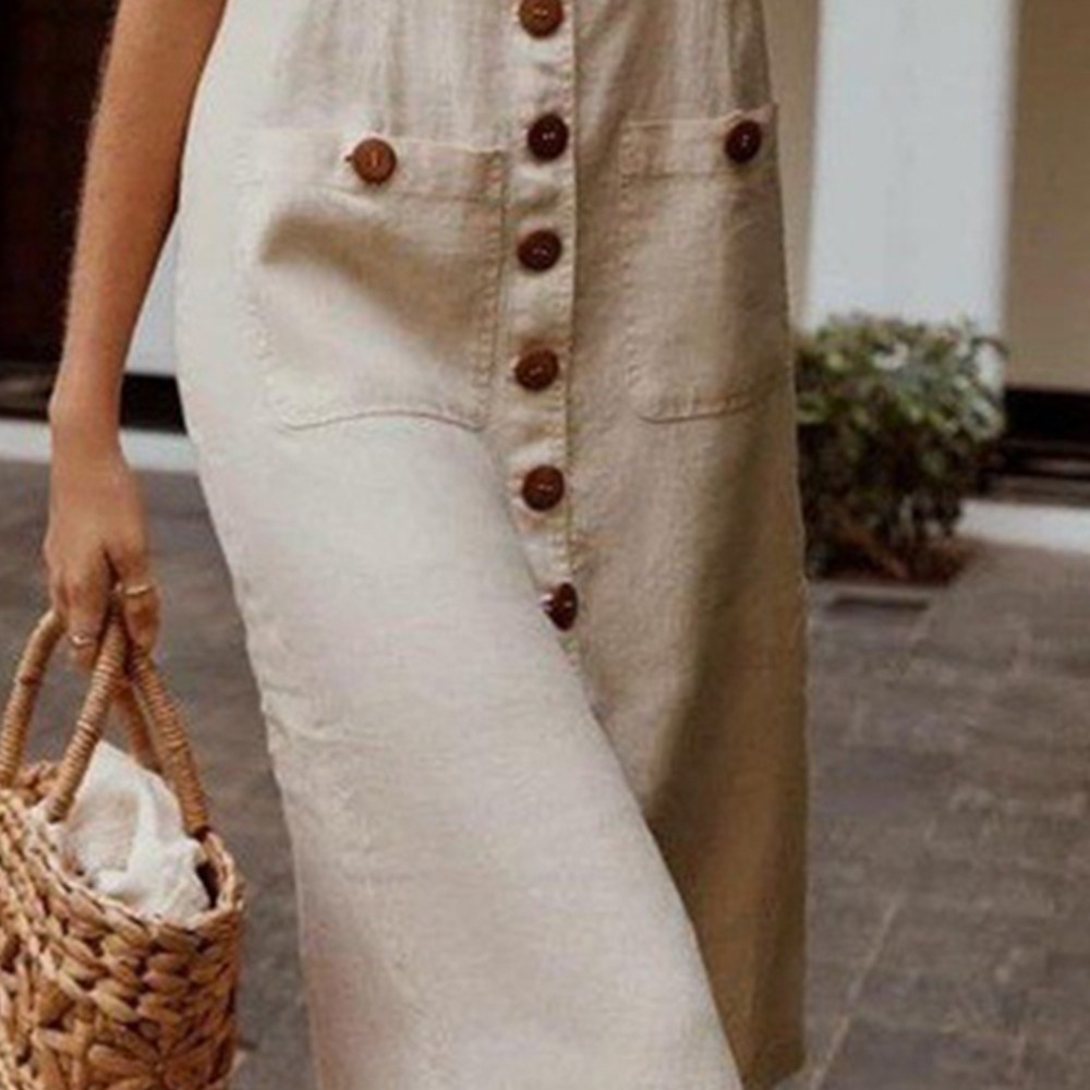 Womens Sleeveless Button Down Midi Shirt Dress Ladies Summer Holiday Sundress
