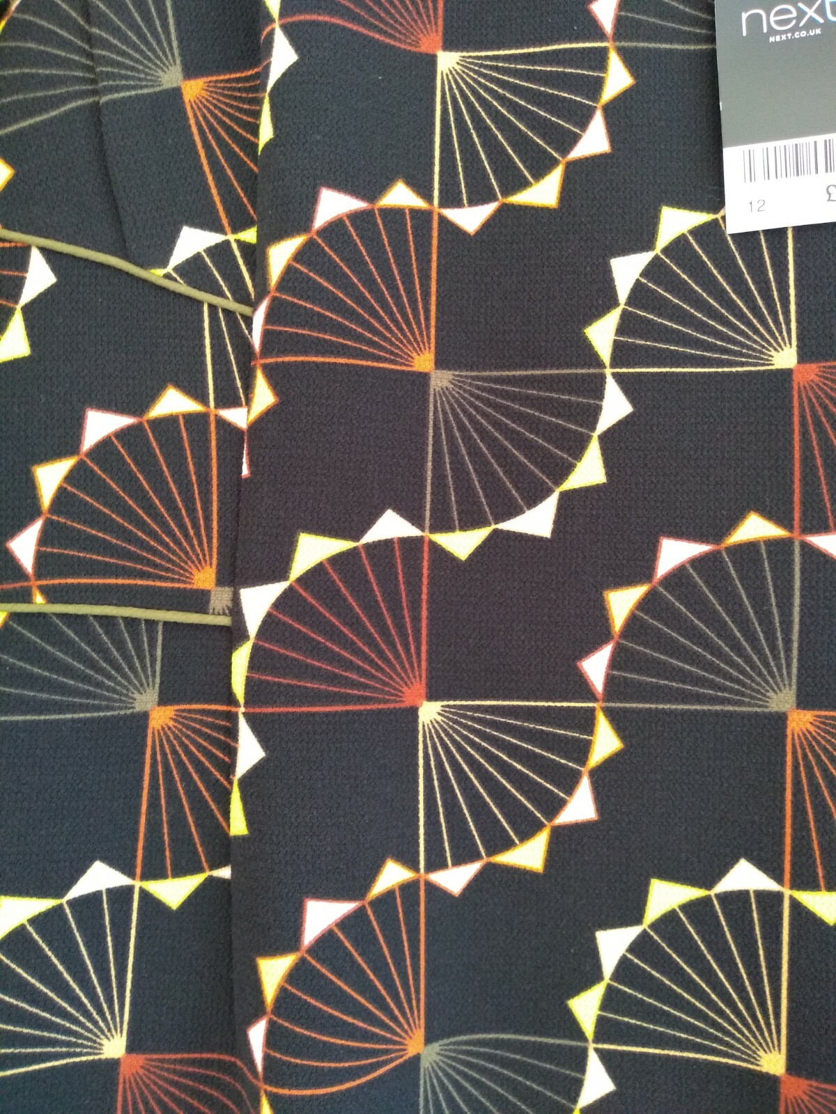Next Black Multi Geometric Shift Dress. UK 12. Length 41 inches. BNWT