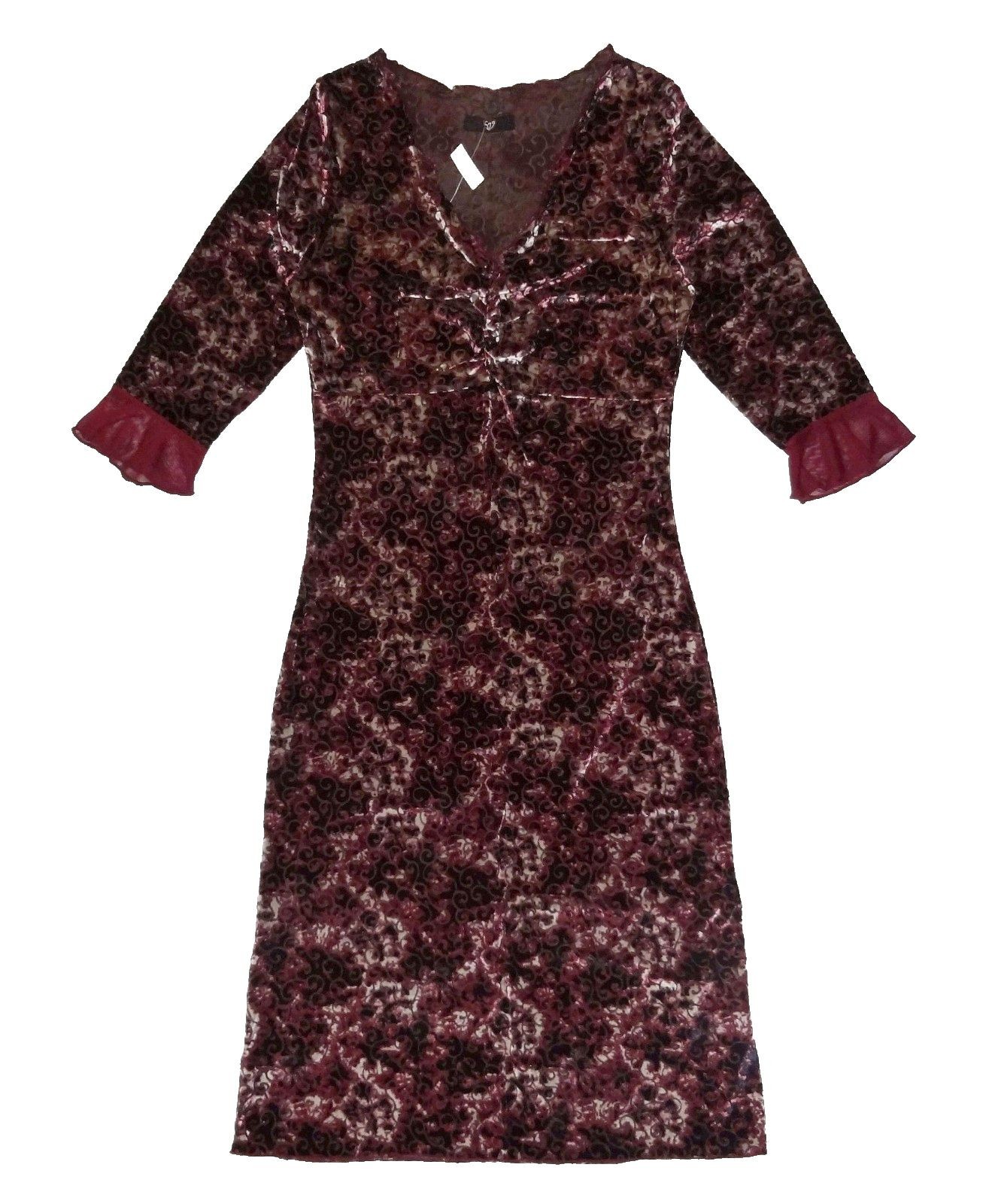 VTG Y2K 90’s *579* WHIMSIGOTH GOTH GRUNGE SCROLL VELVET BURNOUT DRESS Jrs S NWT