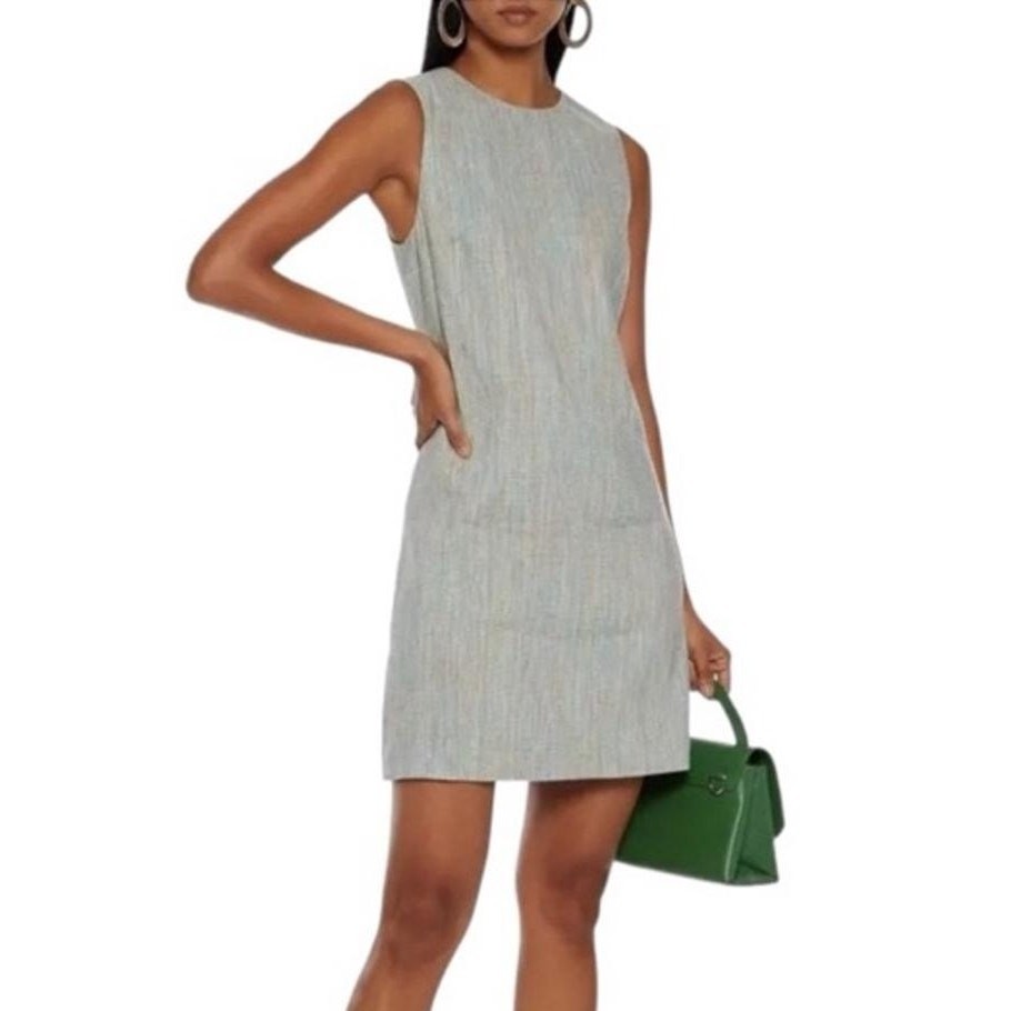 NWT Theory Linen Easy Shift Dress 16 Multi Color Stripe Minimalist Office Career