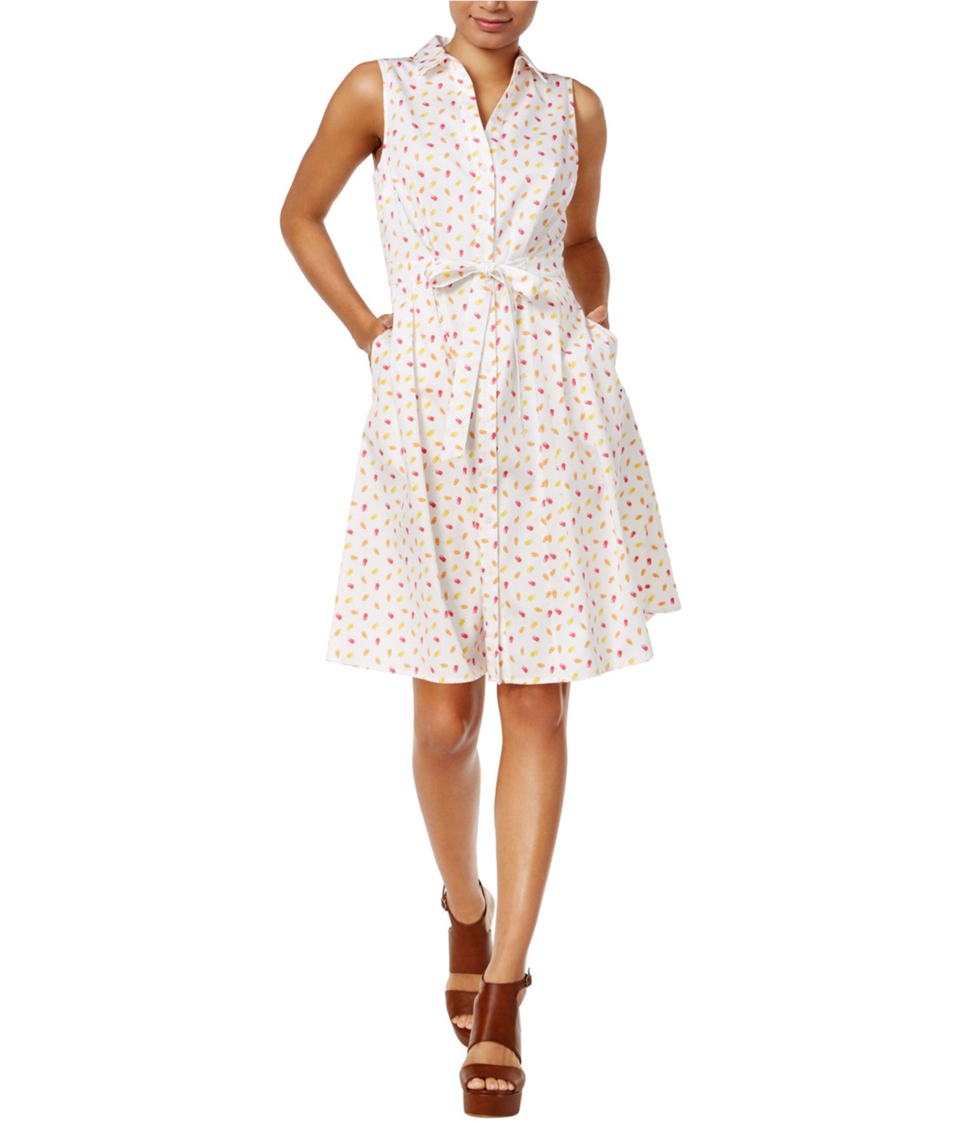 maison Jules Womens Printed Shirt Dress