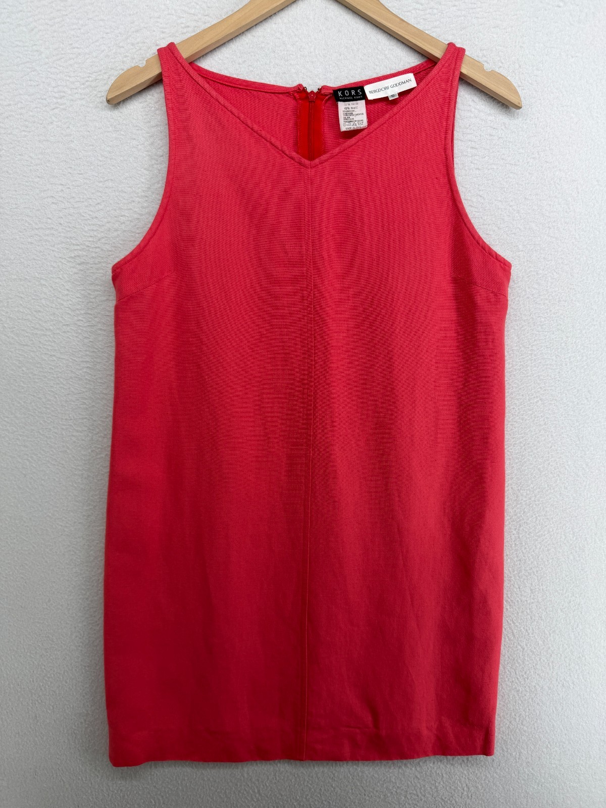 MICHAEL KORS BERGDORF GOODMAN Dress 10 Shift Mini Sleeveless Punch Red Italy Vtg