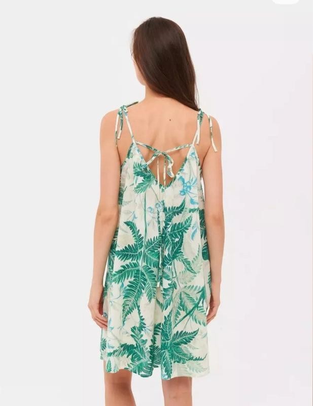 H&m Green Botanical Leaf Spaghetti Strap Dress Size S