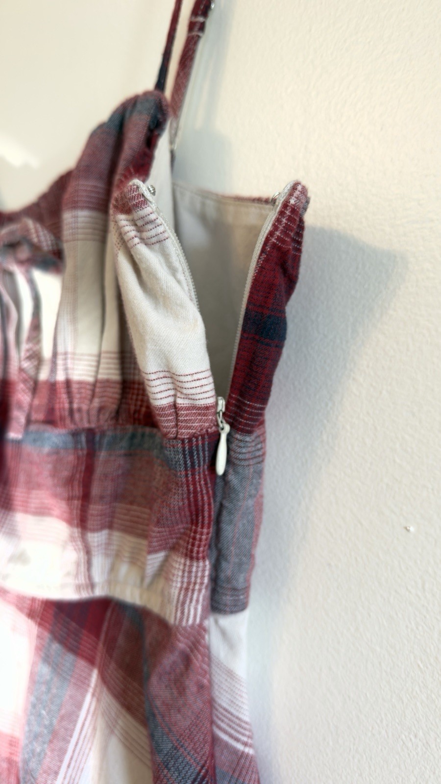 Forever 21 Plaid Mini Dress Red White Spaghetti Strap Size S