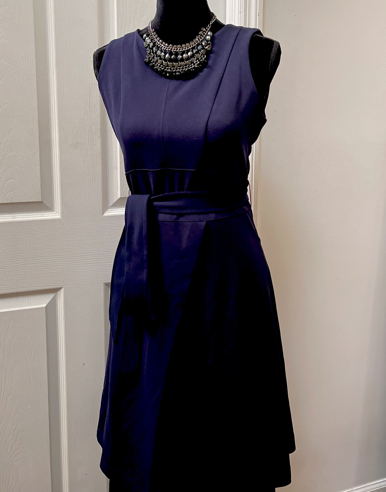 Nannette Solid Spandex Blend Lined🪬Tunic Dress With Belt,Size 4