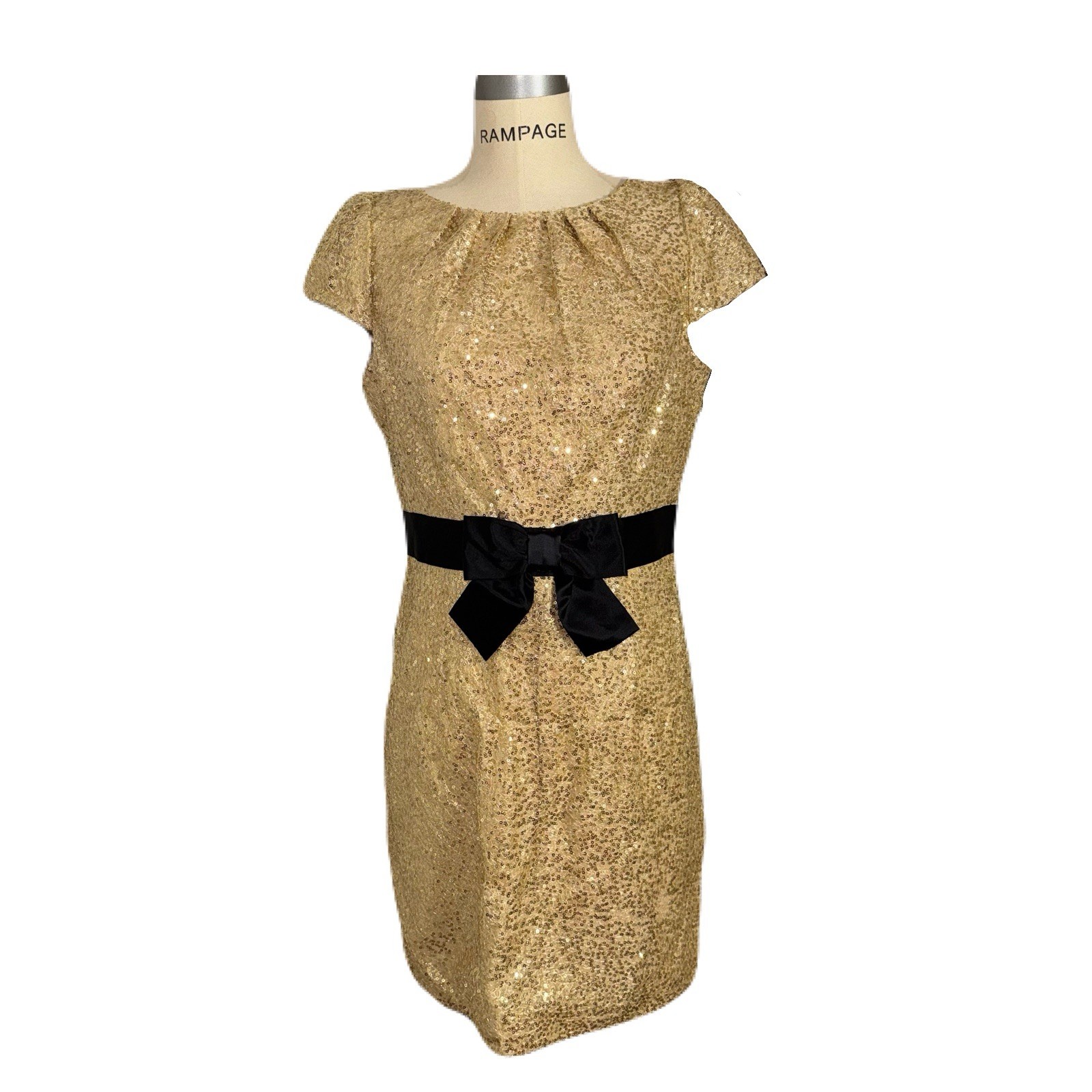 Milly of New York like honey Gossip Girl sequin black bow mini dress Sz 10