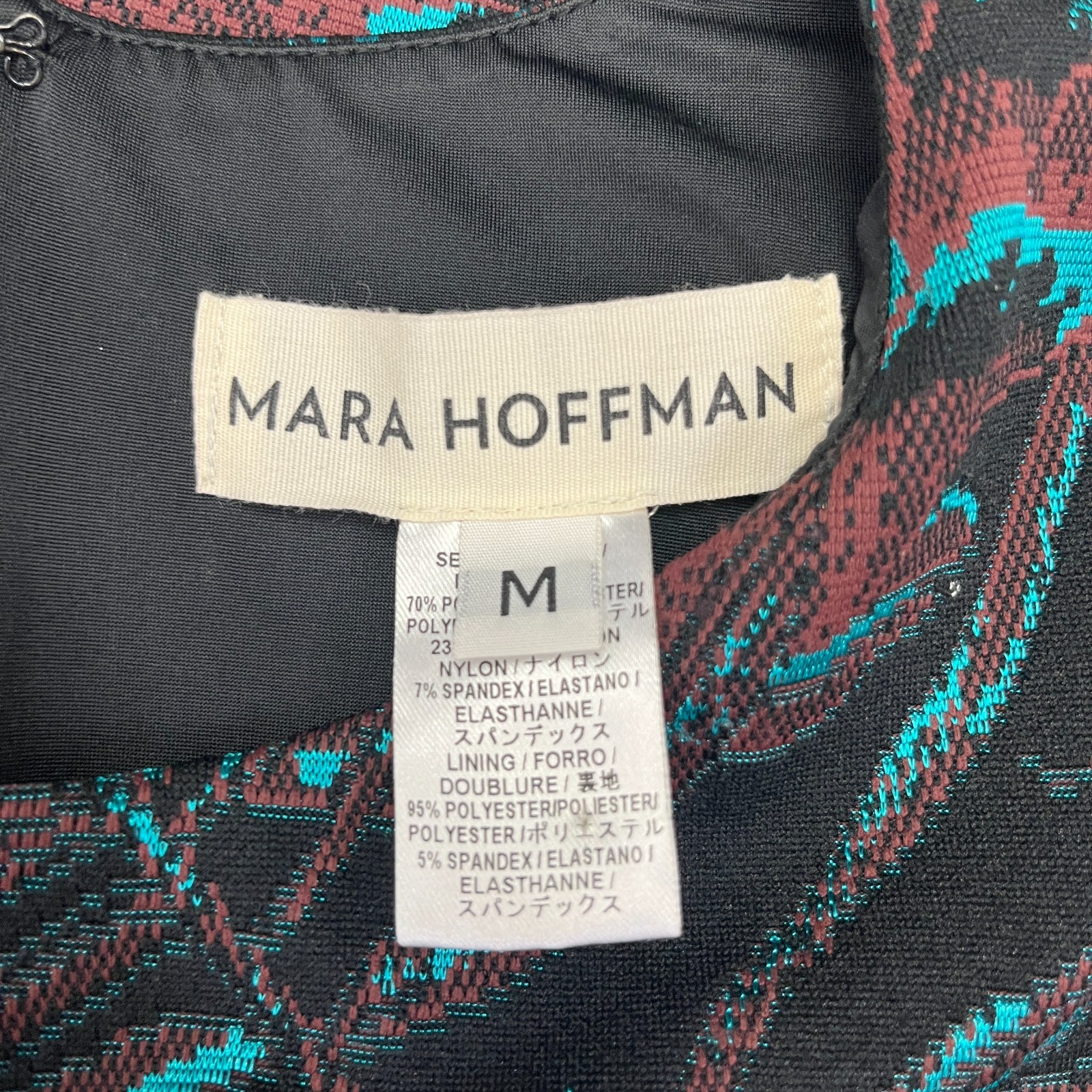Mara Hoffman Herbarium Jacquard Long Sleeve Knit Mini Dress Teal Sz M