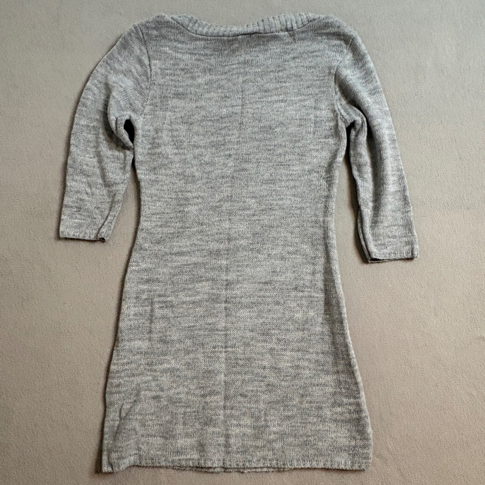 Hot Shot Gray Cat Graphic Knit Sweater Dress 3/4 Sleeve Small USA Made