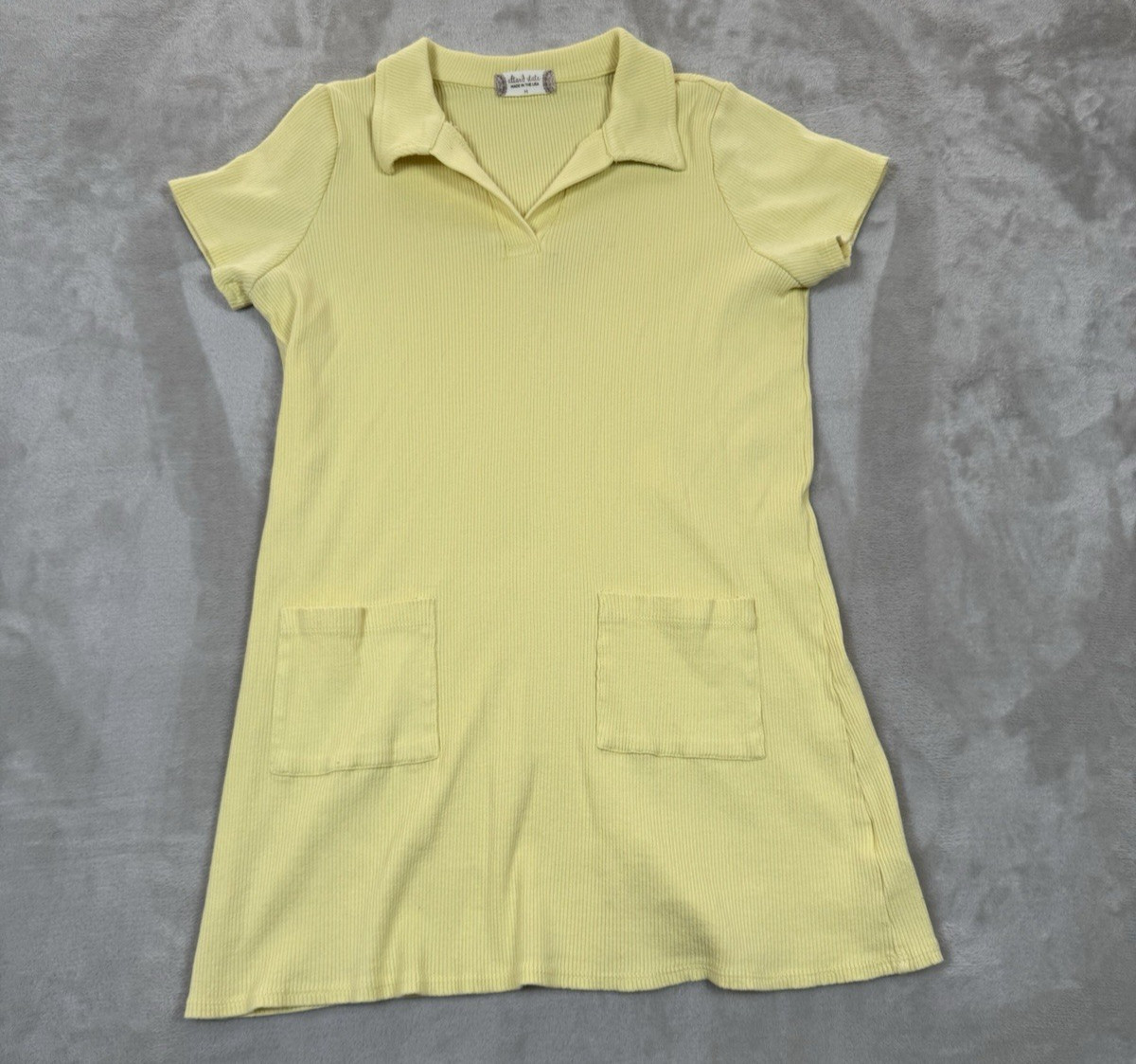 Altar’d State Medium Yellow Mini Short Sleeve T-Shirt Pocket V Neck Dress