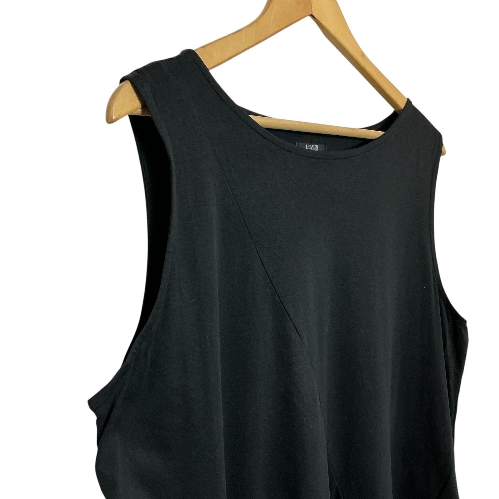 Moyuru Large Black Cotton Tunic Pullover Dress Pockets Japan Lagenlook Relaxed