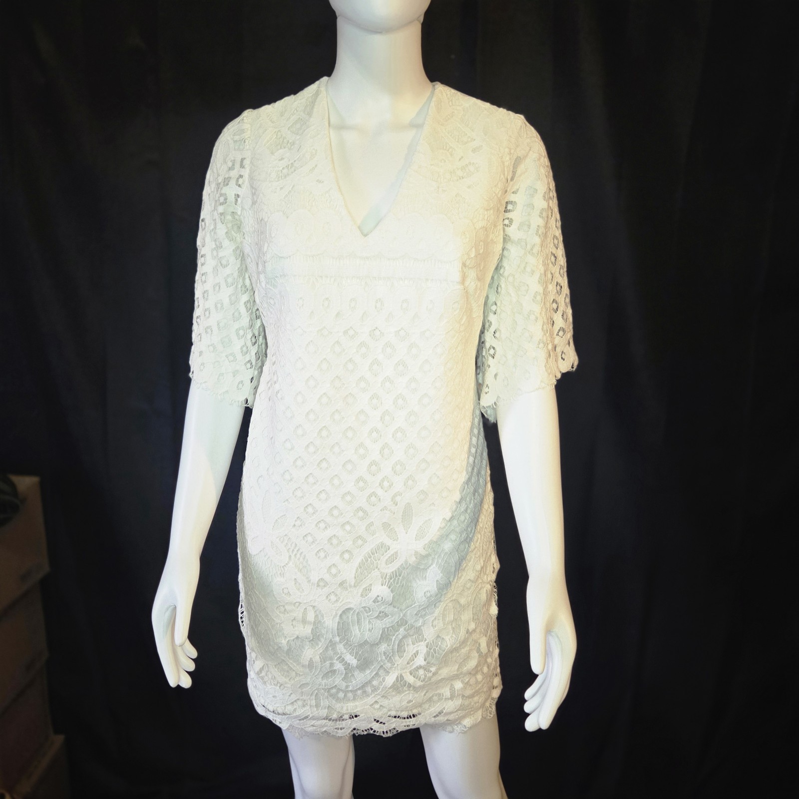 Alexia Admor Crochet Boho Feminine Resort Midi Dress Size X Small