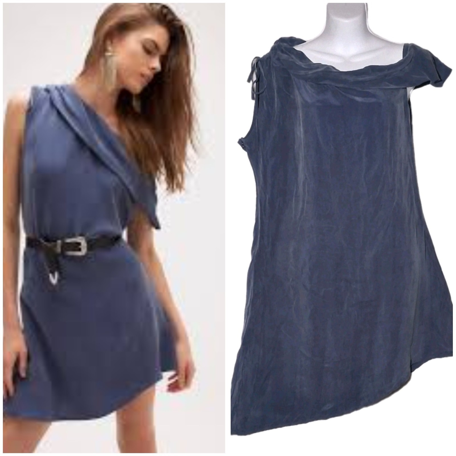 R.G. KANE Women’s Mini Slip Dress Large Pantone Vegan Silk Bateau Made in USA