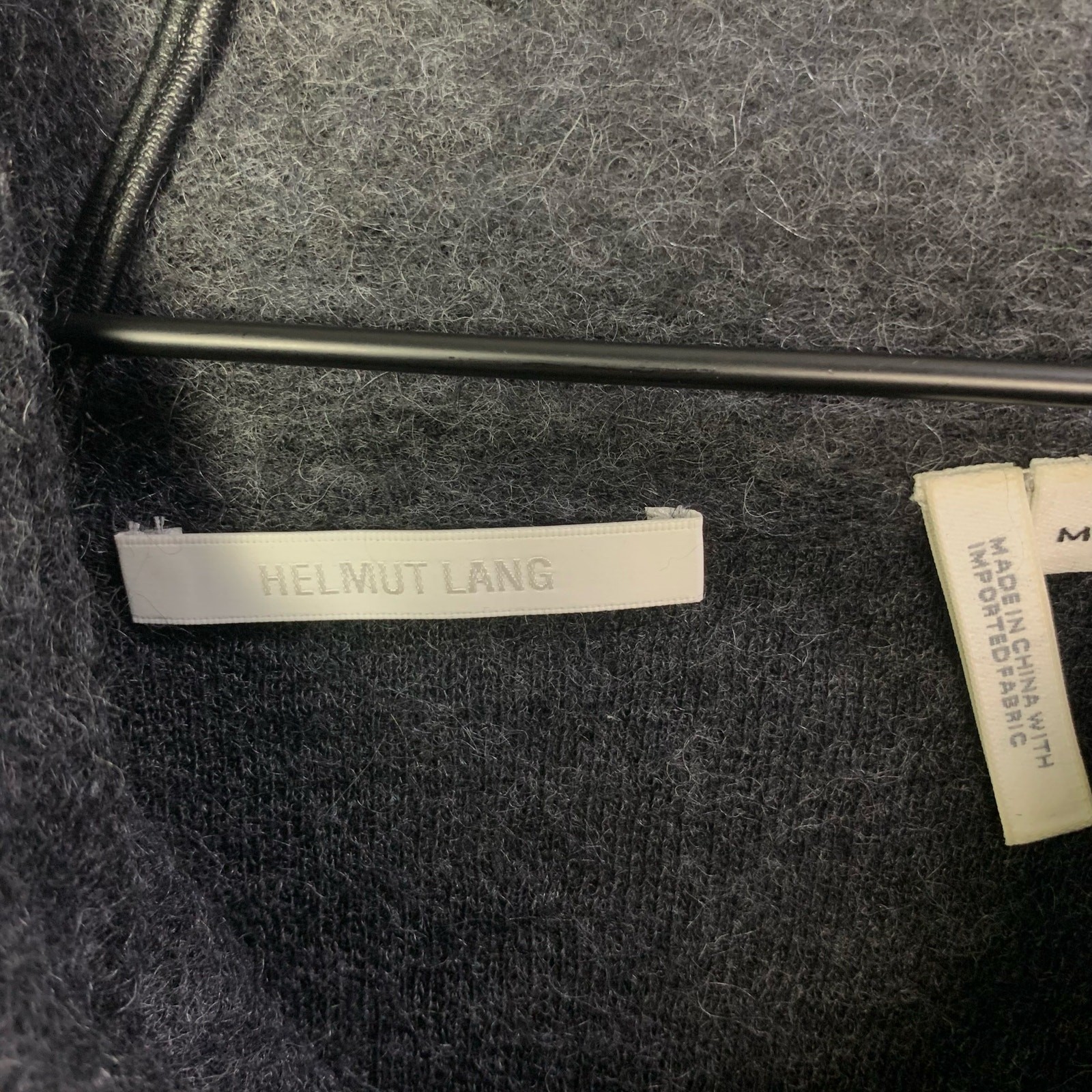 Helmut Lang Cowl High Neck Wool Mohair Long Sleeve Sweater Dress Gray – Size M