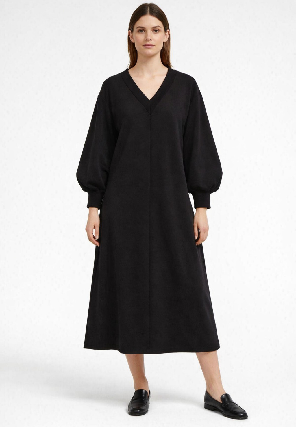 RODEBJER Giseba 100% Organic Cotton Sweashirt Dress Sz S Black Quiet Luxury Chic