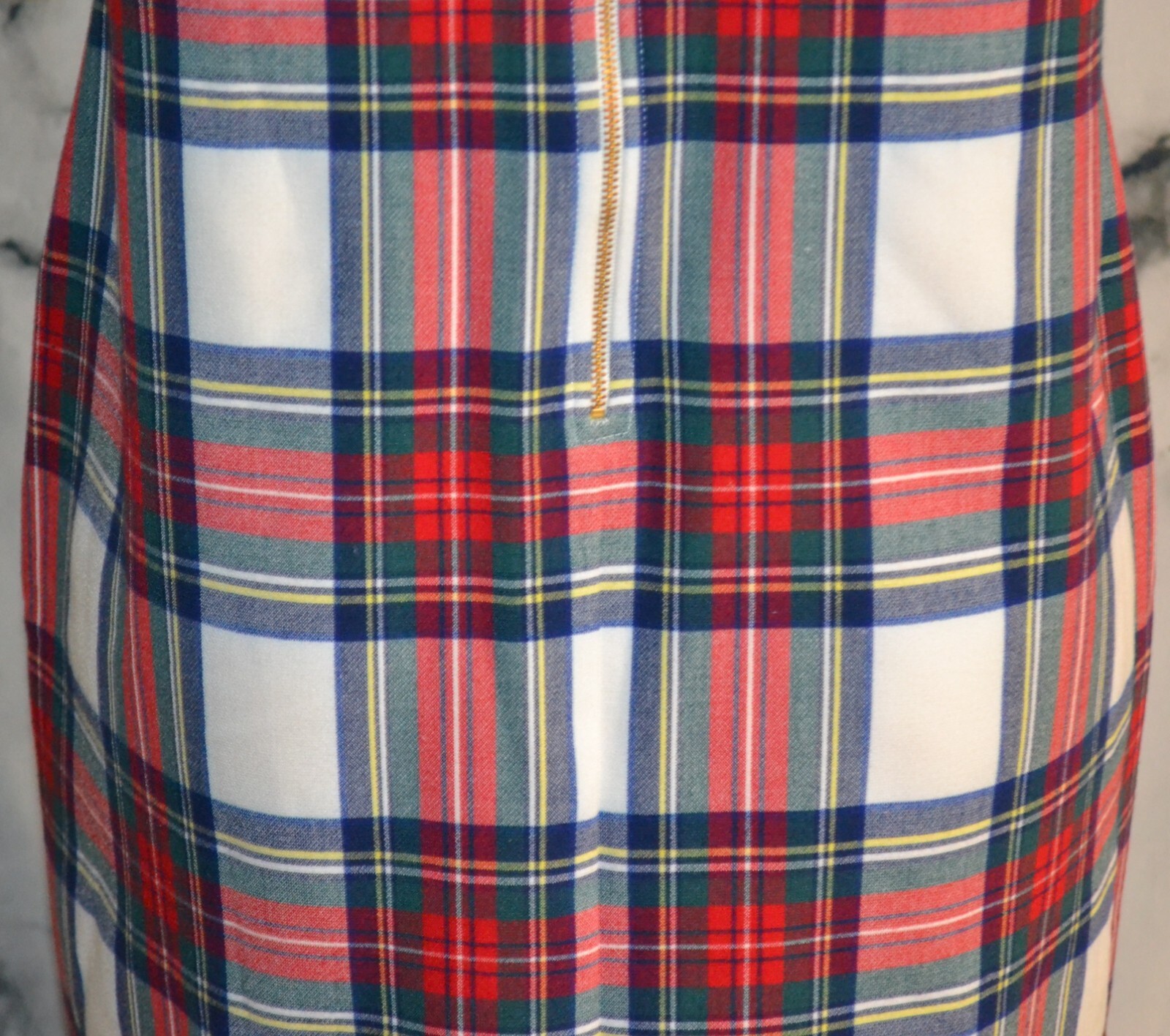 VINEYARD VINES White Multicolor Plaid Dress 14 Short Flared Sleeves Lined