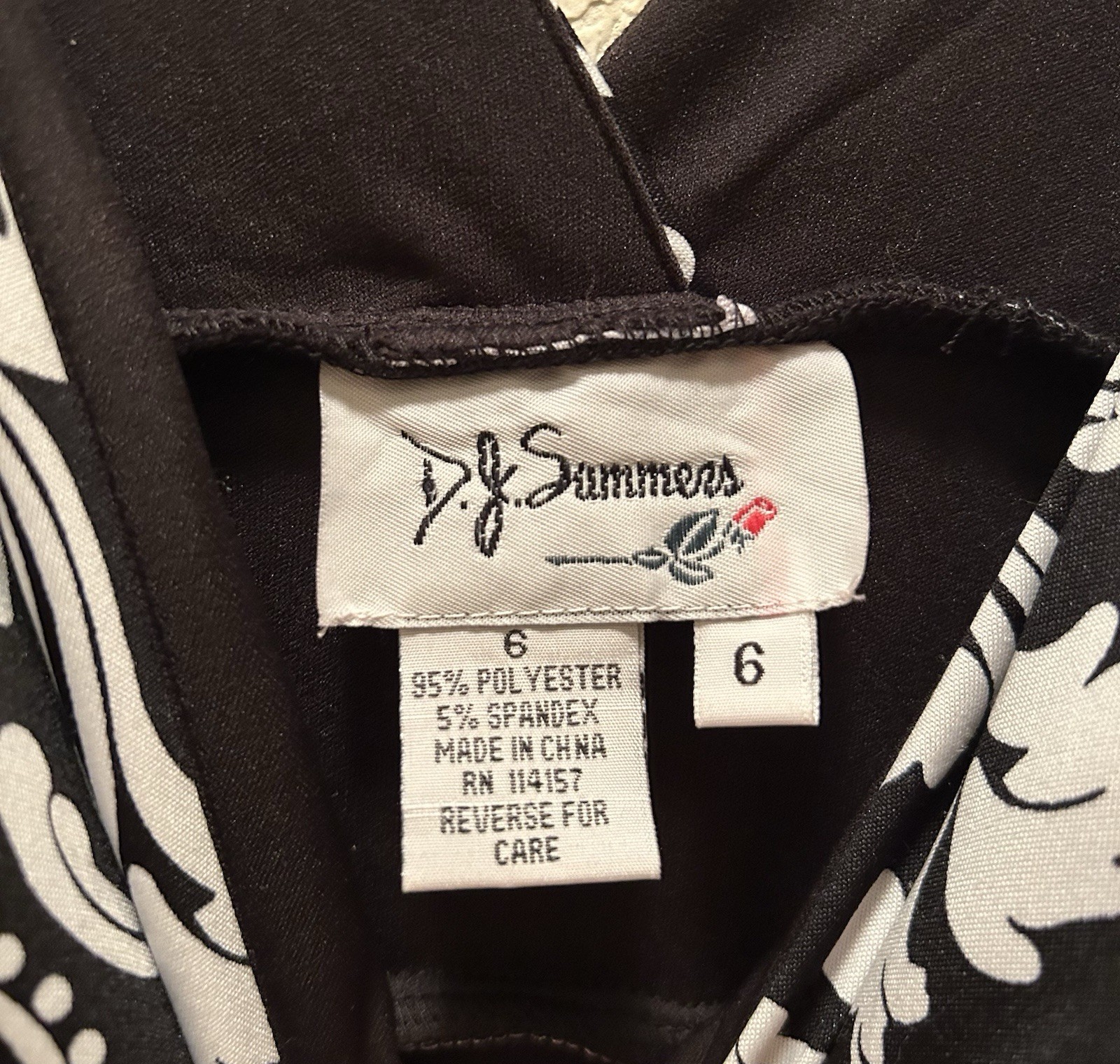 Chic Black and White Patterned DJ Summers Midi Dress Size 6 Casual Semi Formal