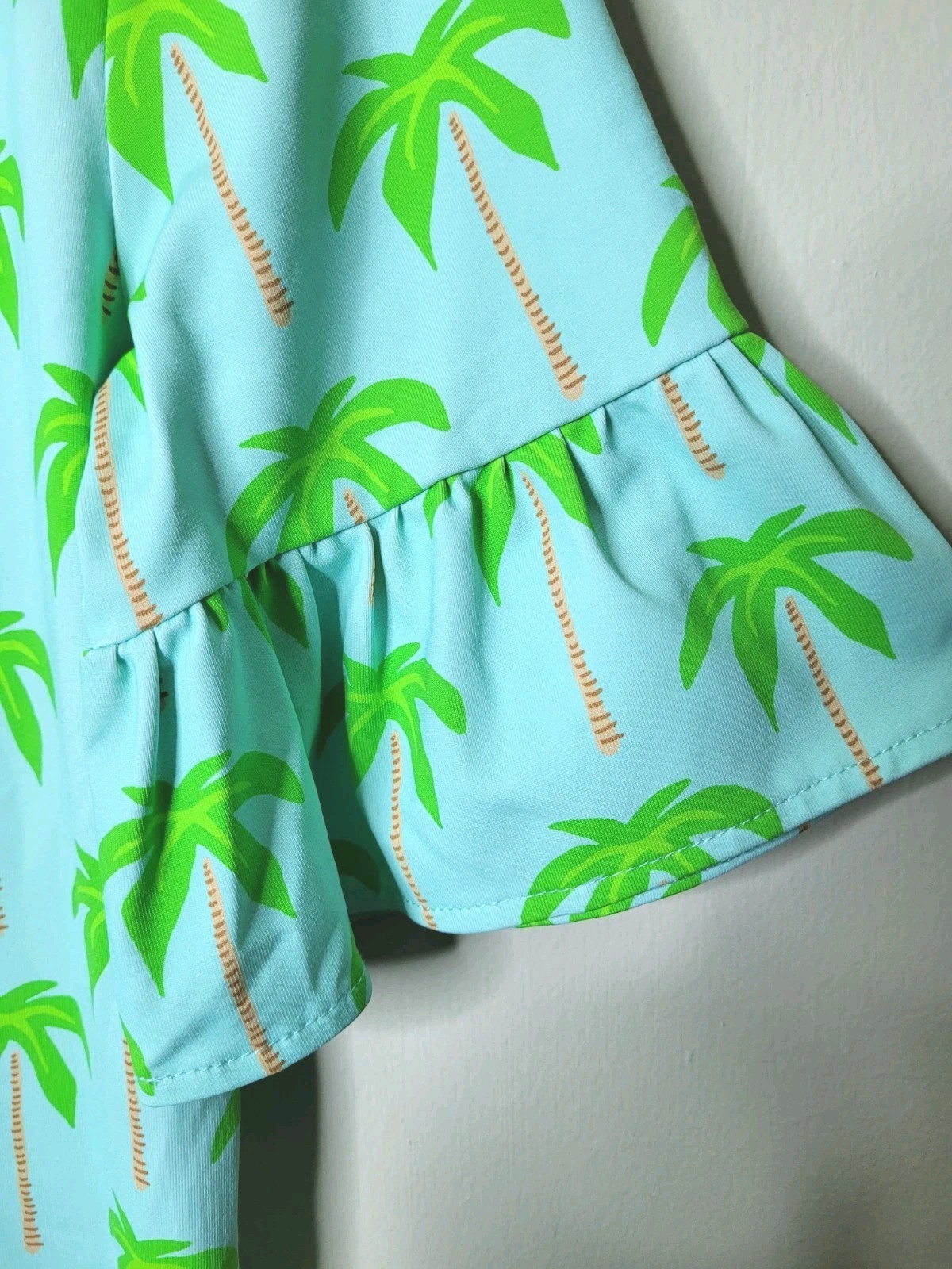 Sailor Sailor Palm Tree Shift Dress Preppy Ruffle Sleeve Packable Size XS