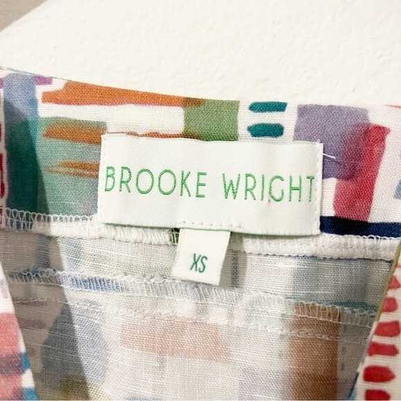 Brooke Wright Lucy Dress Multicolor Linen Blend Shift Size XS
