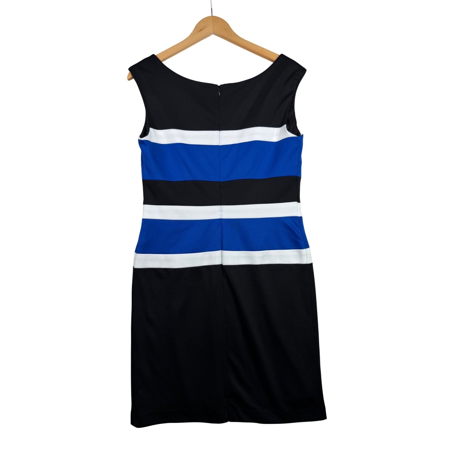 Sandra Darren Striped Sleeveless Dress size 10 Black/Blue/White