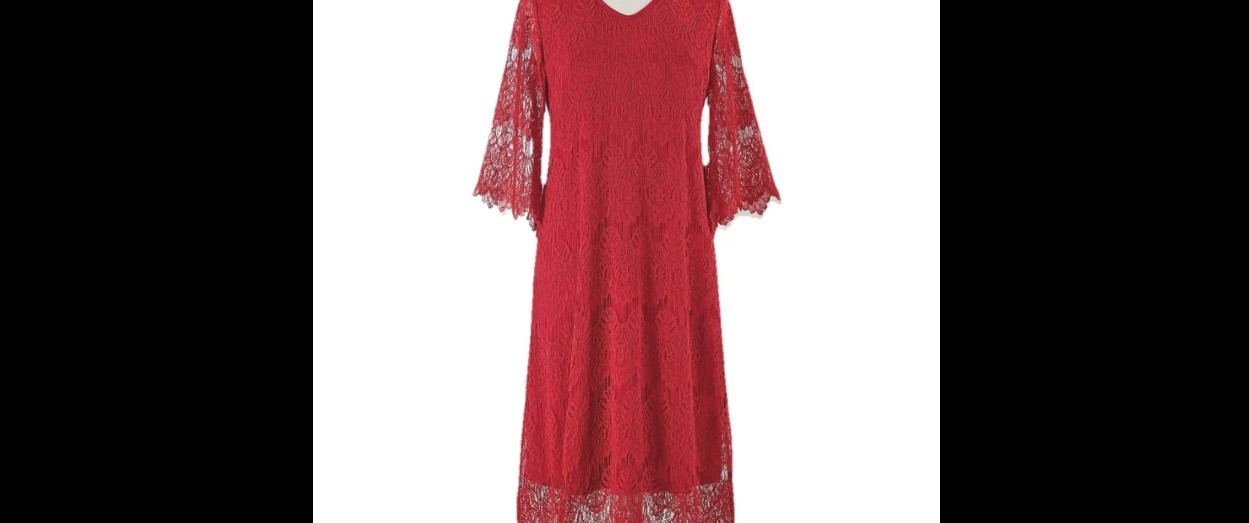 Expressions V-Neck Lace Dress ~ Crimson ~ Size XL **NEW**