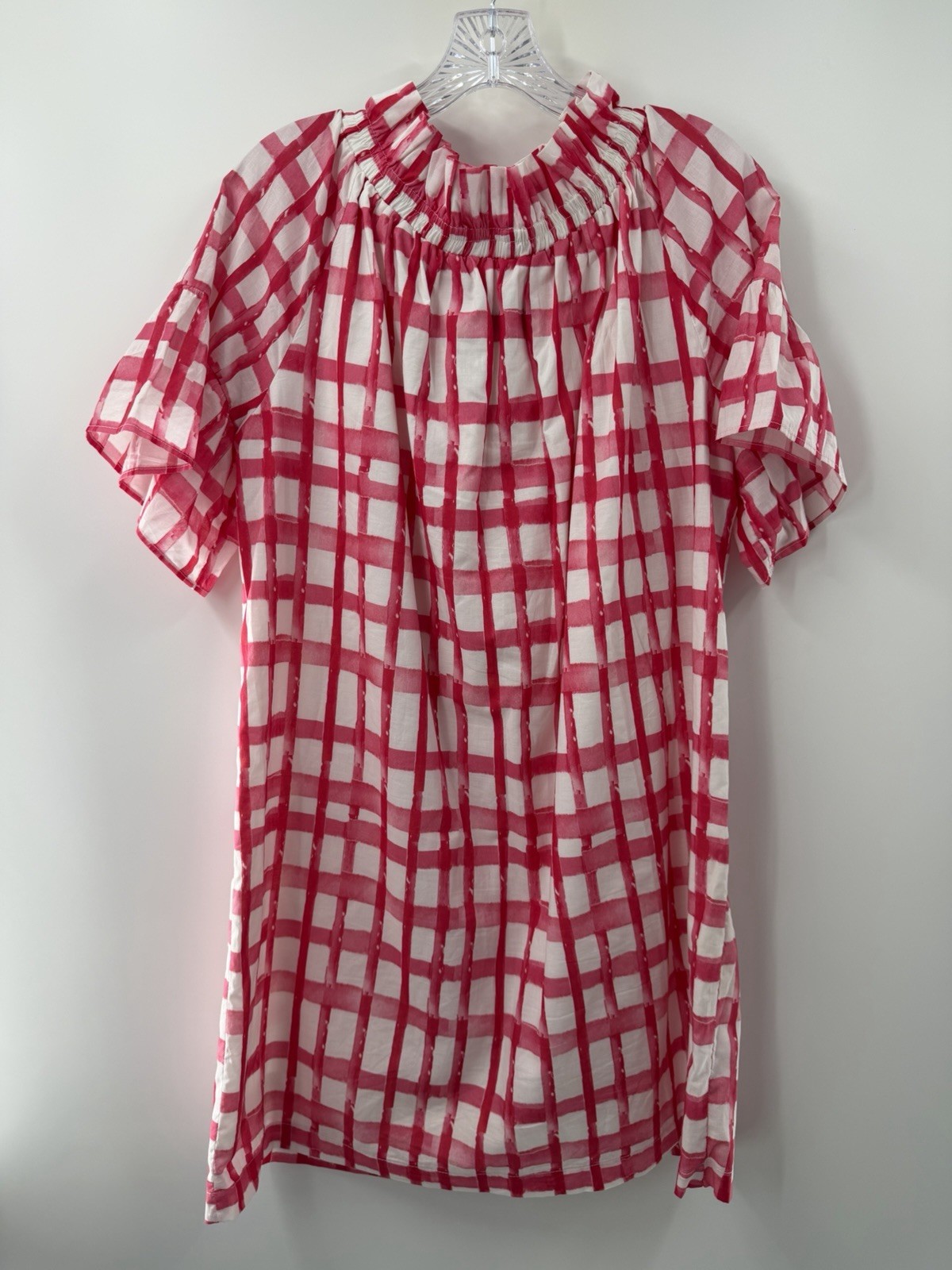 Brooke Wright Women!/ Short Flutter Sleeve Off Shoulder Lucy Dress Red White M/L