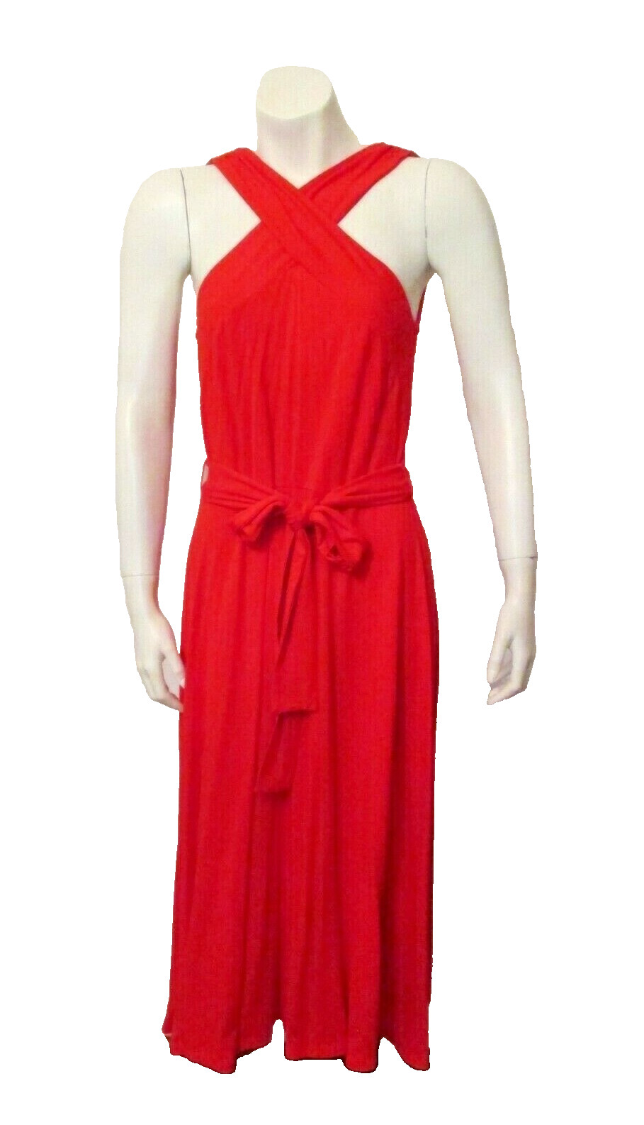 Ann Taylor Stretch Jersey Cross Neck Casual Party Fit & Flare Belted Dress 6P