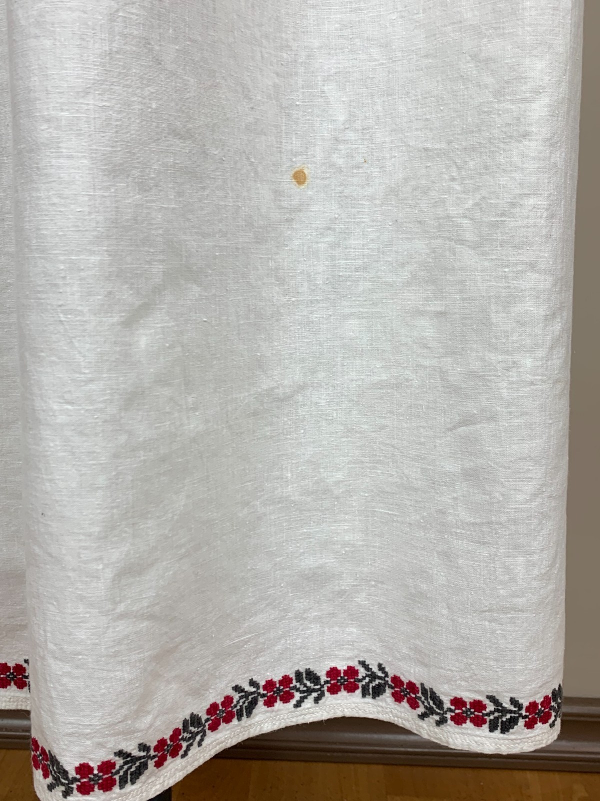 Vintage Ukrainian Embroidered Linen Vyshyvanka Dress Handmade Folk Shirt