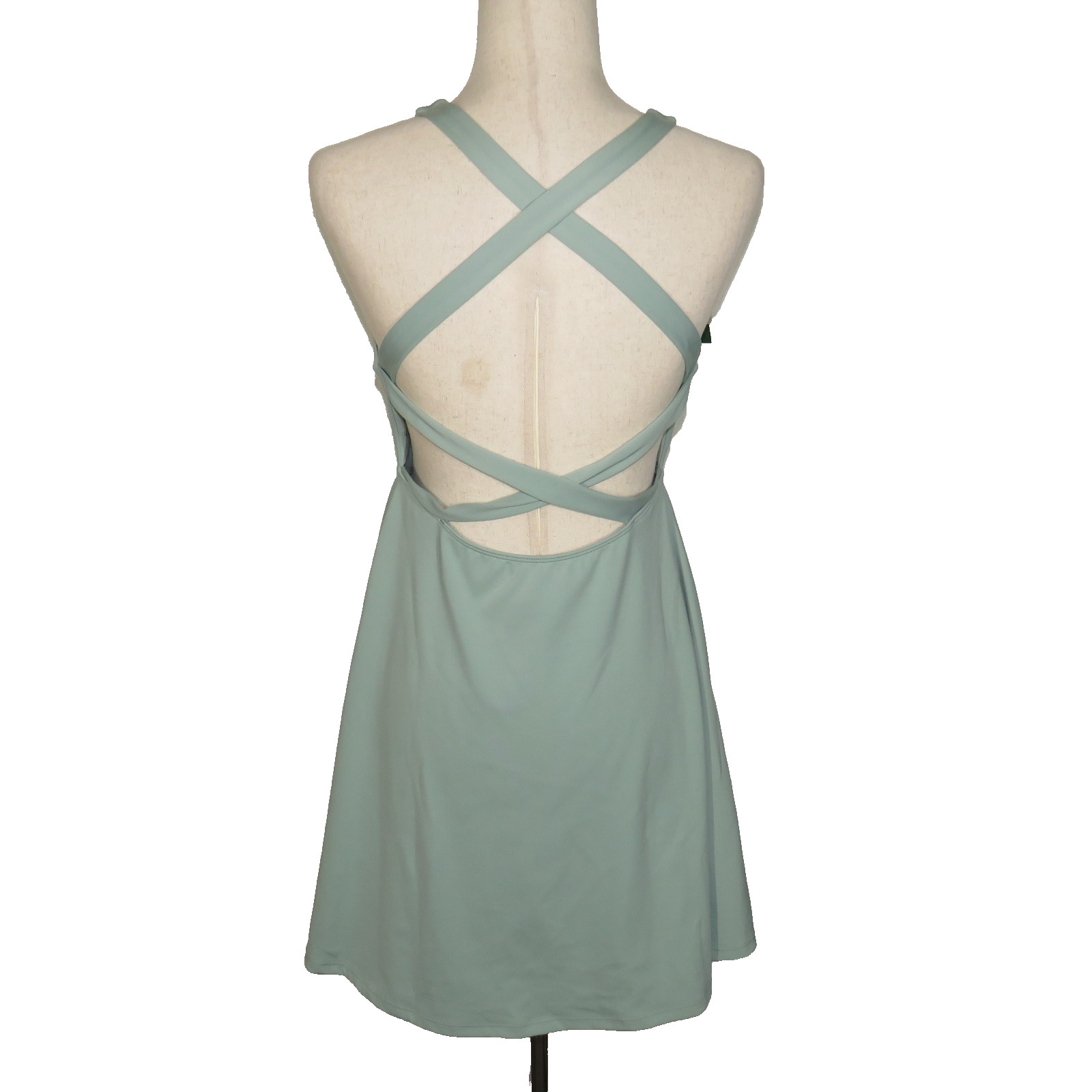 Halara Pale Green Strappy Backless Padded Mini Dress + Shorts Size Medium