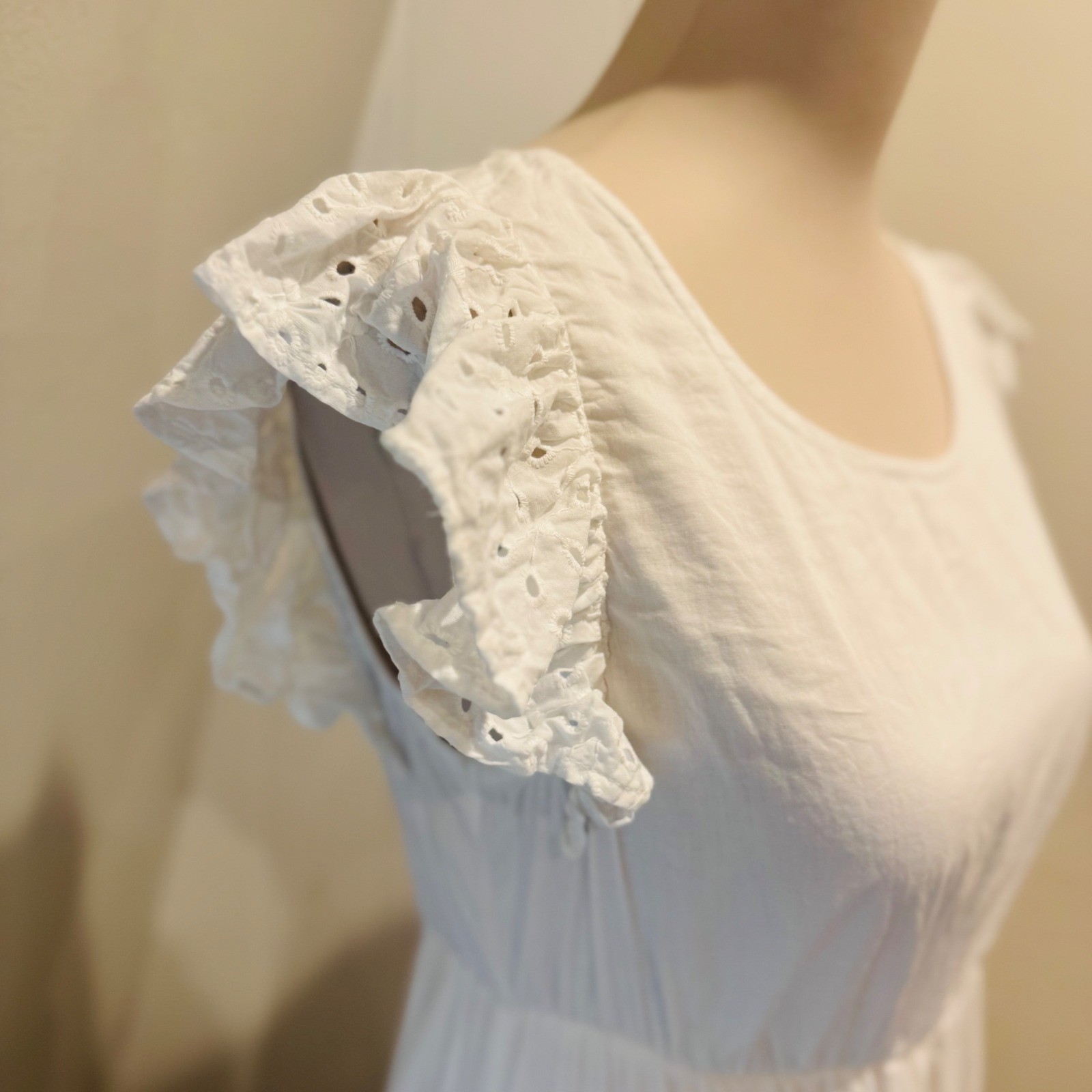 Maison Jules White Maxi Dress Eyelet Tiered Breezy Summer | Size Small NWT