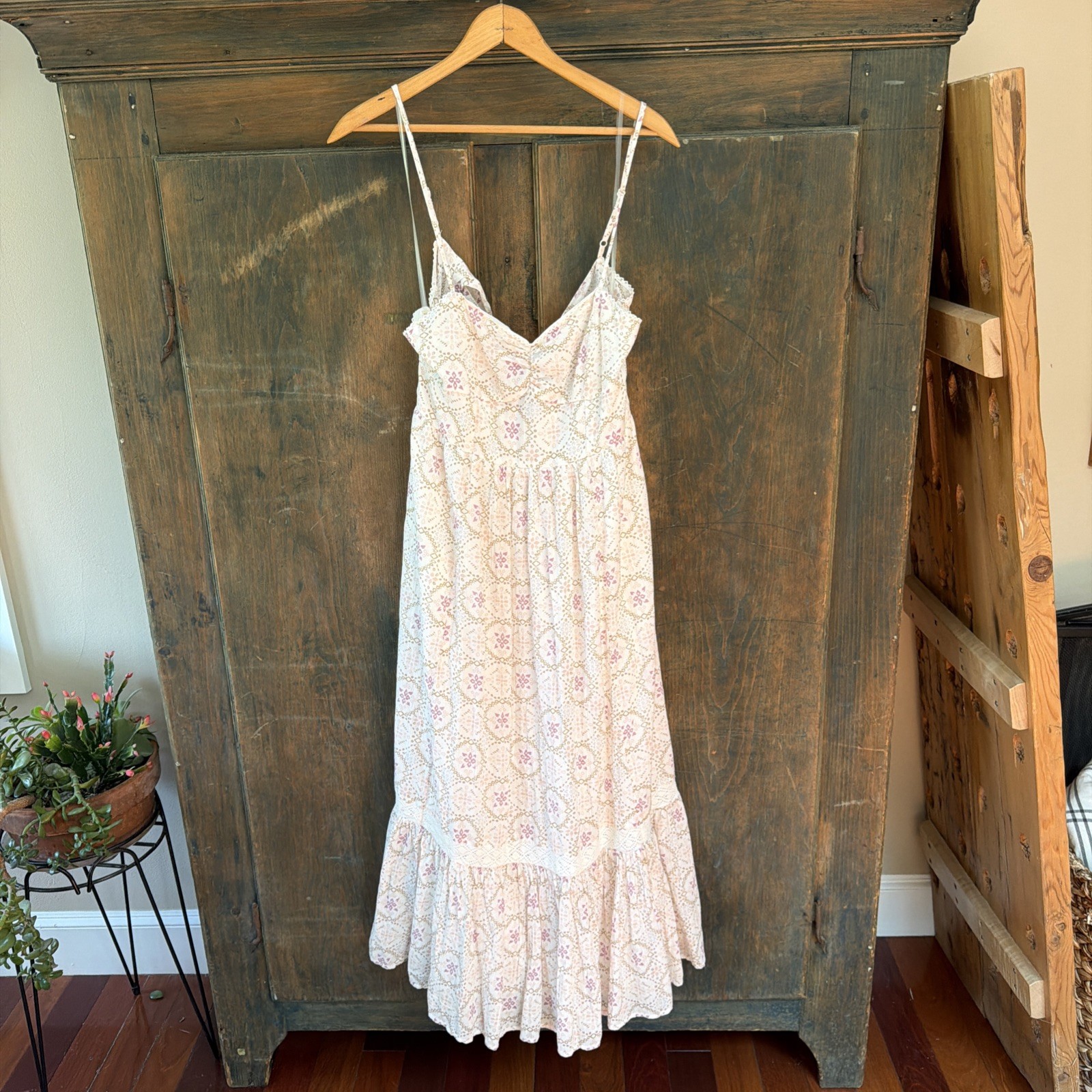 American Eagle Pink/ Purple Boho Maxi Dress M Tall Festival NWT geo block print