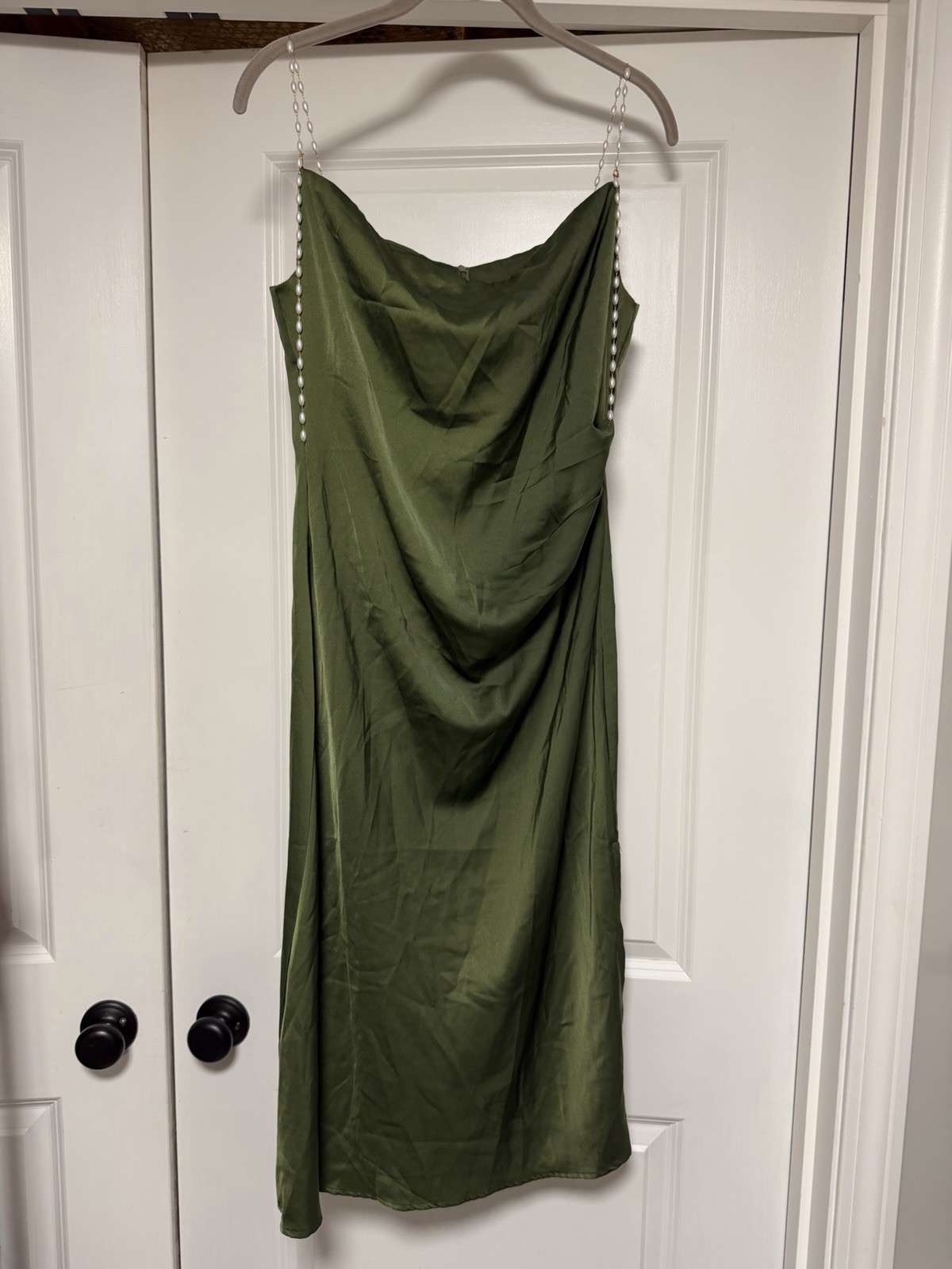 Rihoas, Women’s Slip Dress W/Beaded Straps, Green, Women’s Size Small
