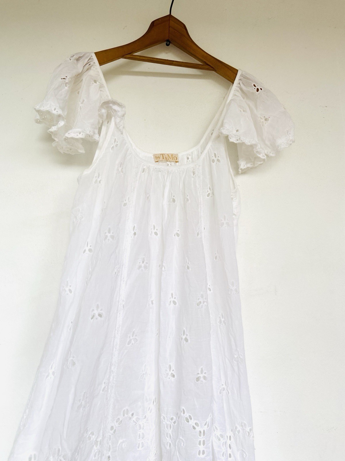 ByTIMO Broderie Anglaise White Cotton /viscose Maxi Dress Ladies SZ S 8 – 10