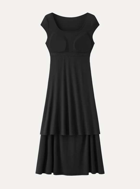 OGL SkinKiss Cooling Square Neck Ruched Midi Bra Dress, Black (NEW)