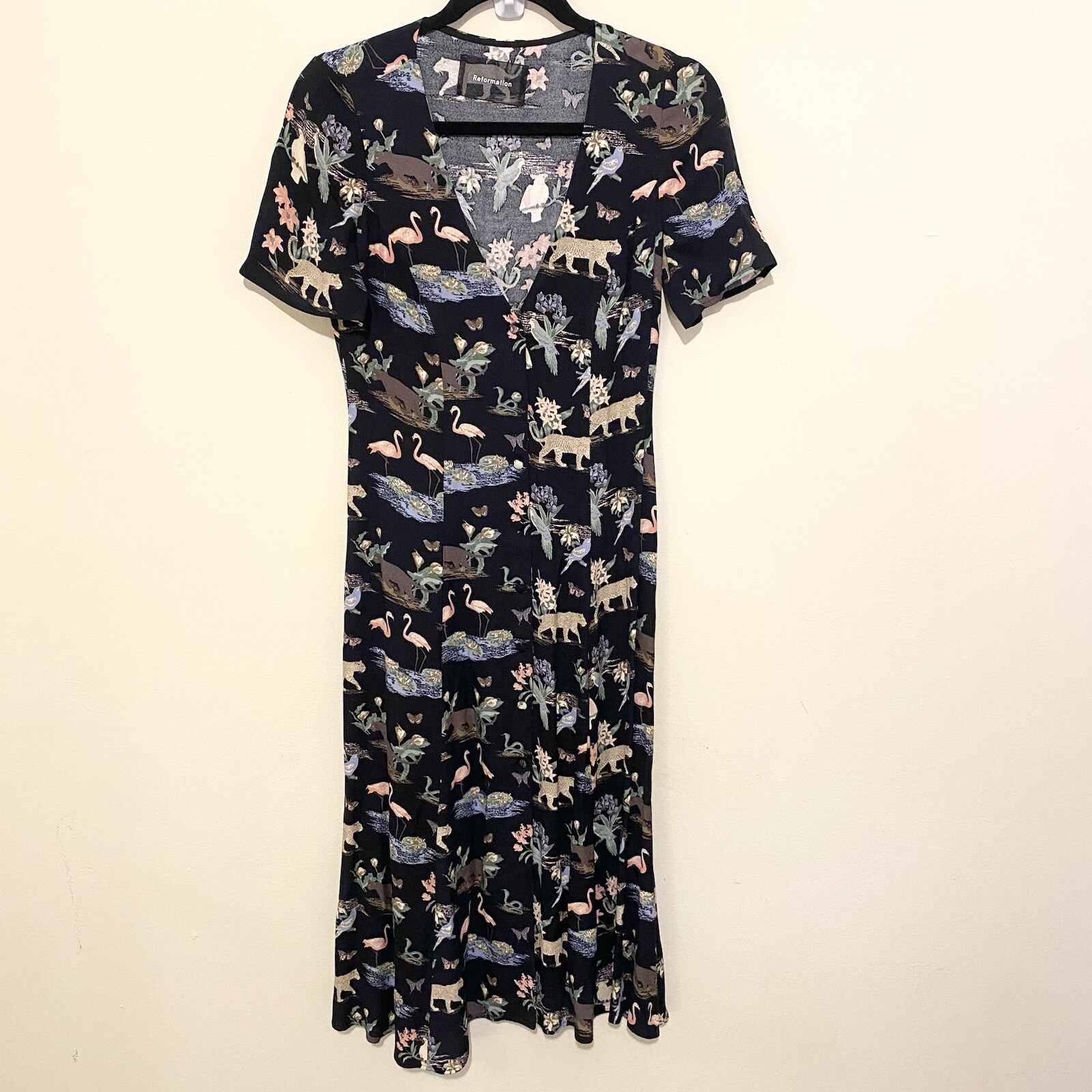 Reformation Locklin midi dress in Brasilia jungle Animal 0 Cottage Folk Boho