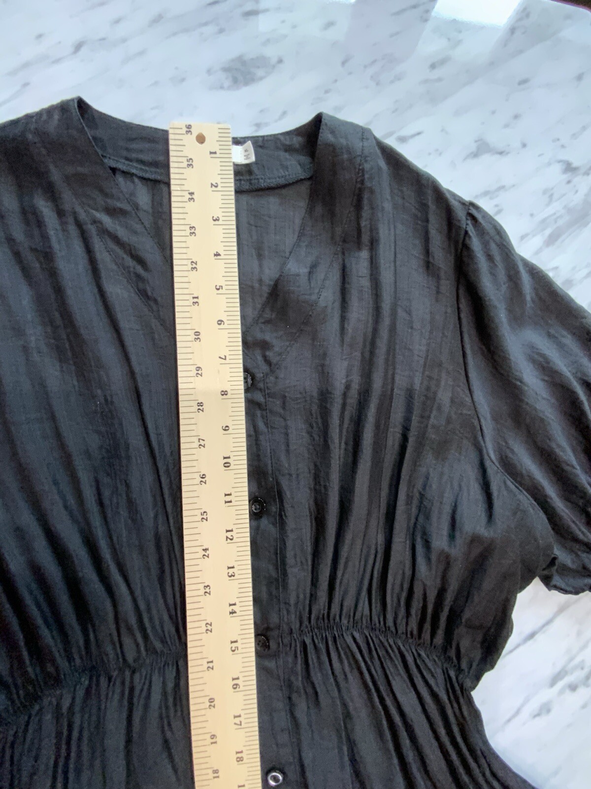 Mod Ref Dress Size XL Black Bohemian Style Loose Relax Fit Sleeves Buttons